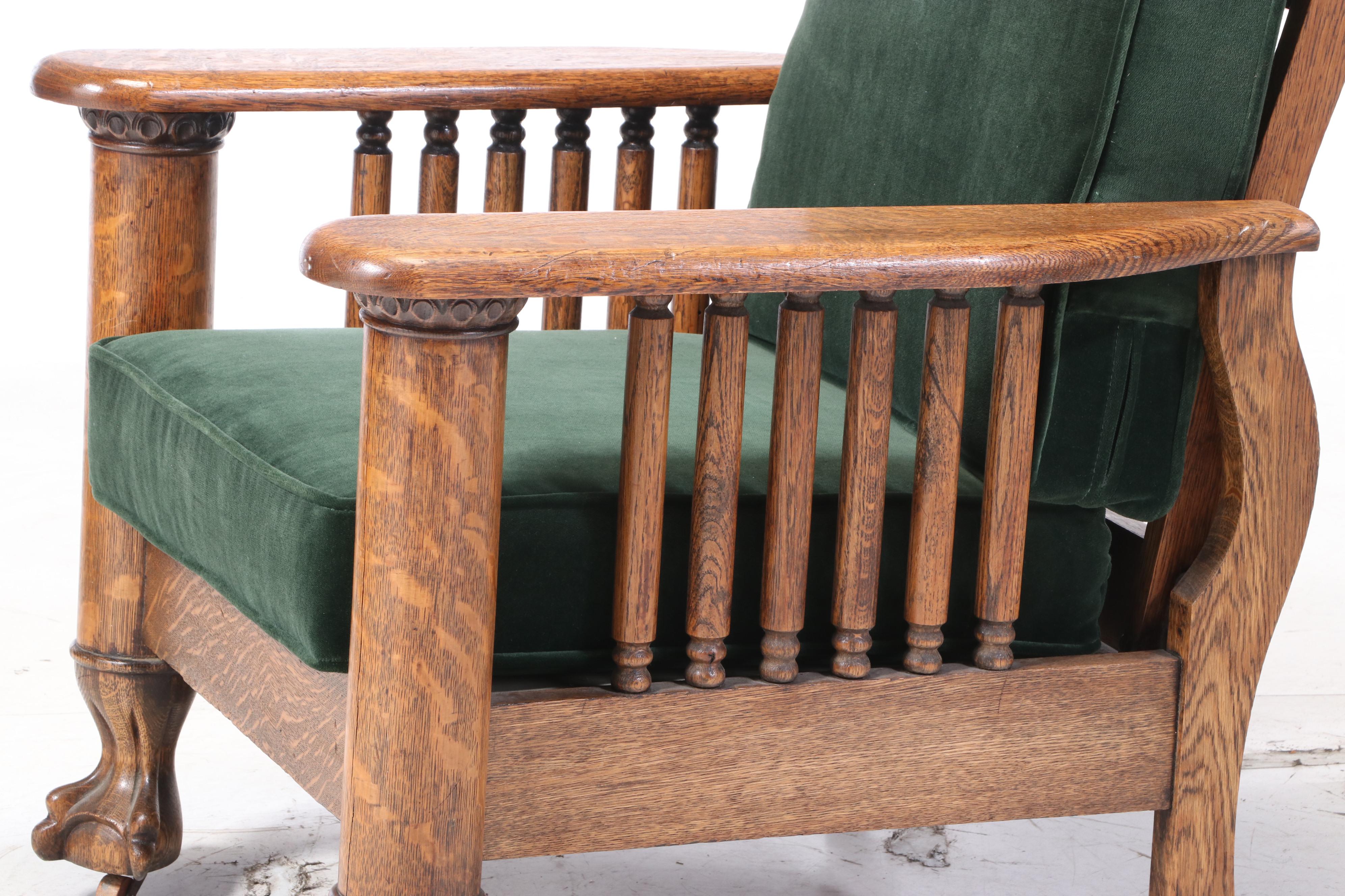 Oak Flat Arm Upholstered Arm Chair