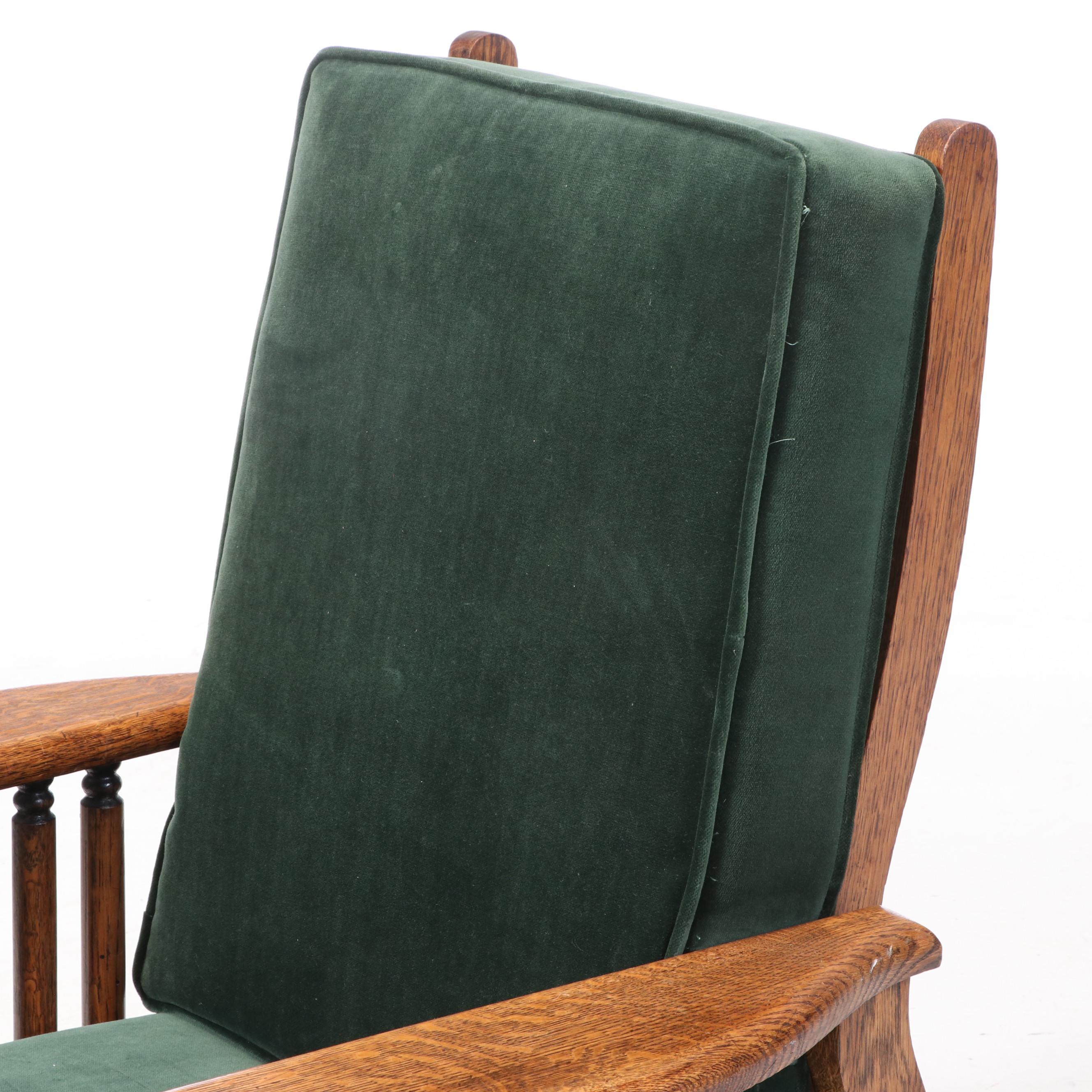 Oak Flat Arm Upholstered Arm Chair