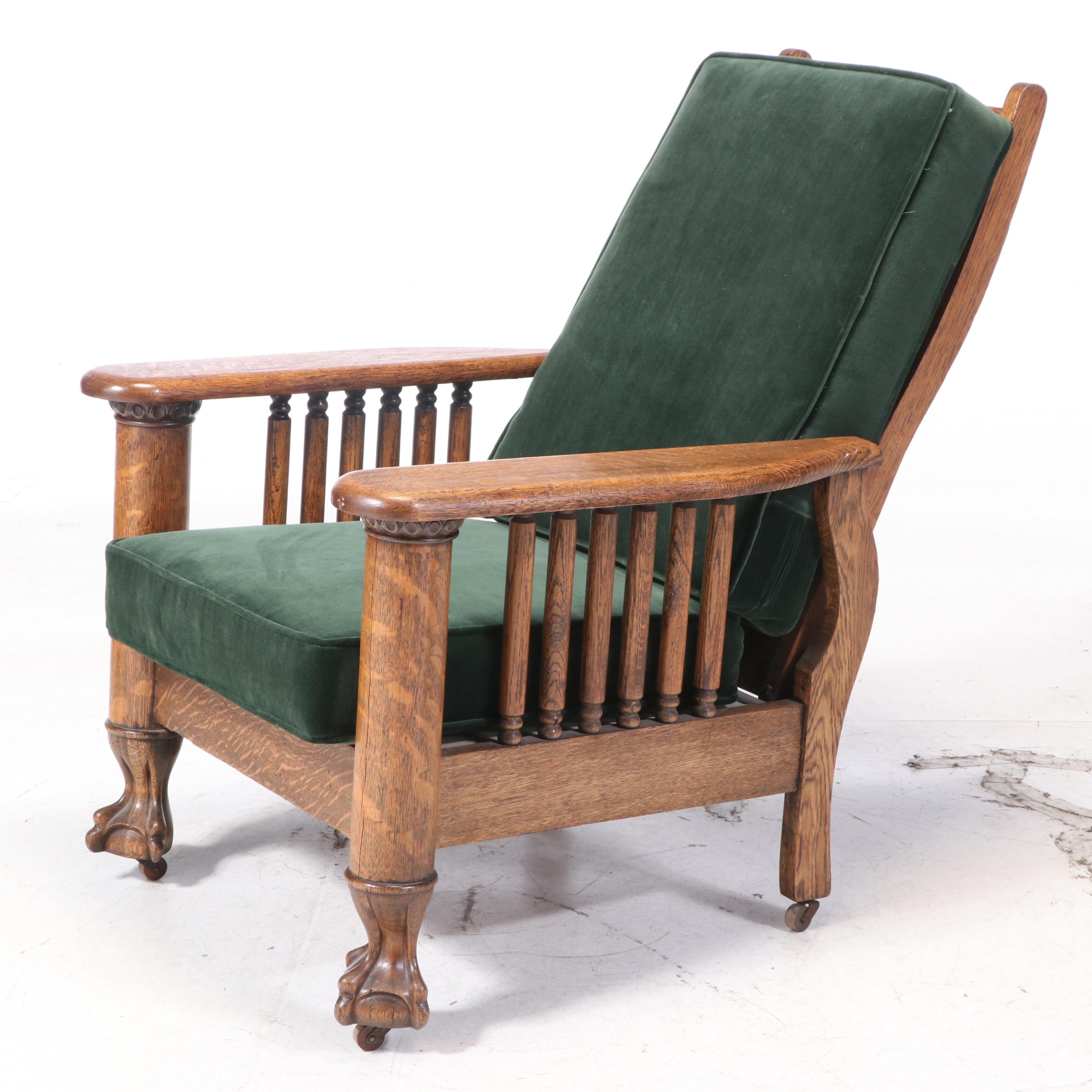 Oak Flat Arm Upholstered Arm Chair