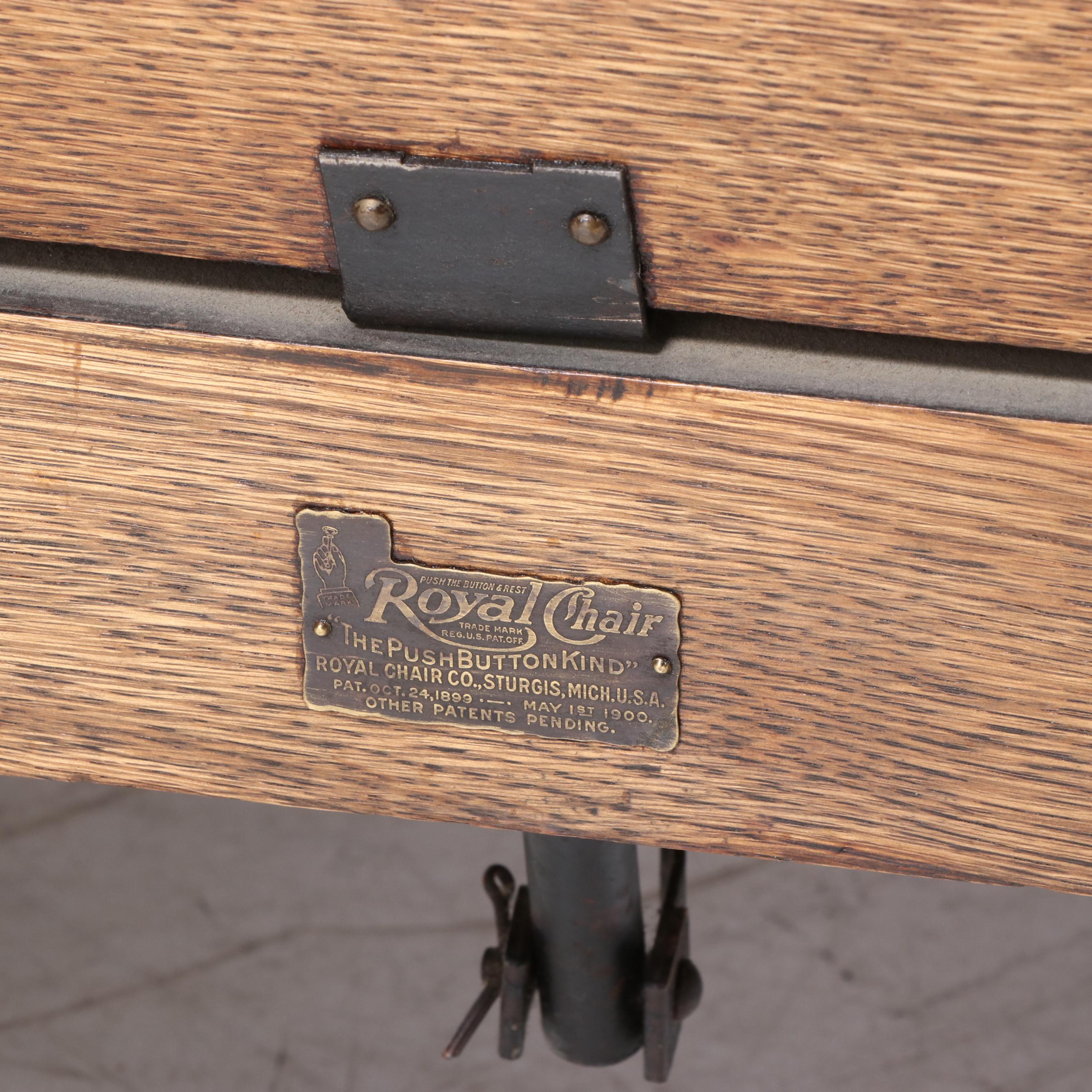 Oak Flat Arm Upholstered Arm Chair