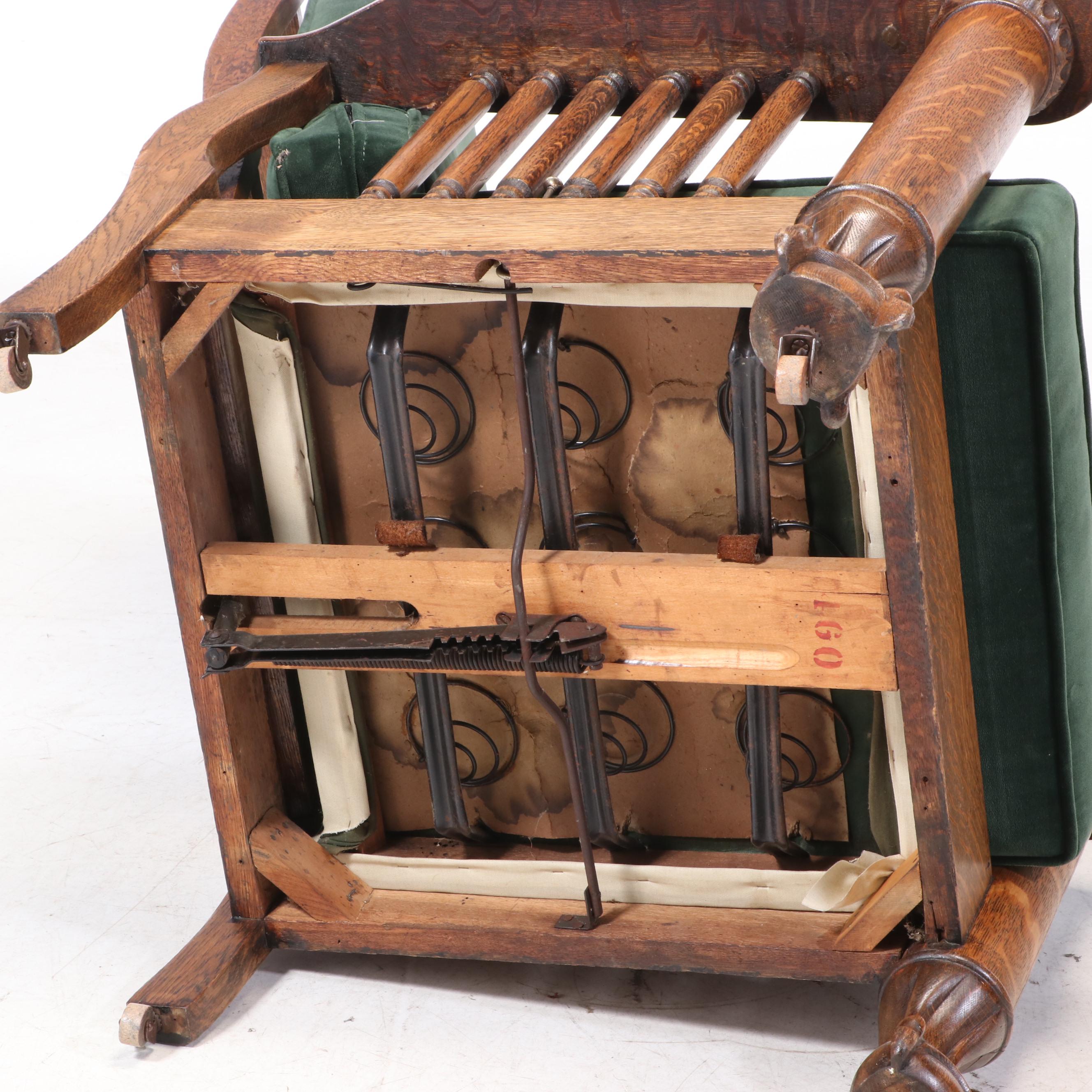 Oak Flat Arm Upholstered Arm Chair