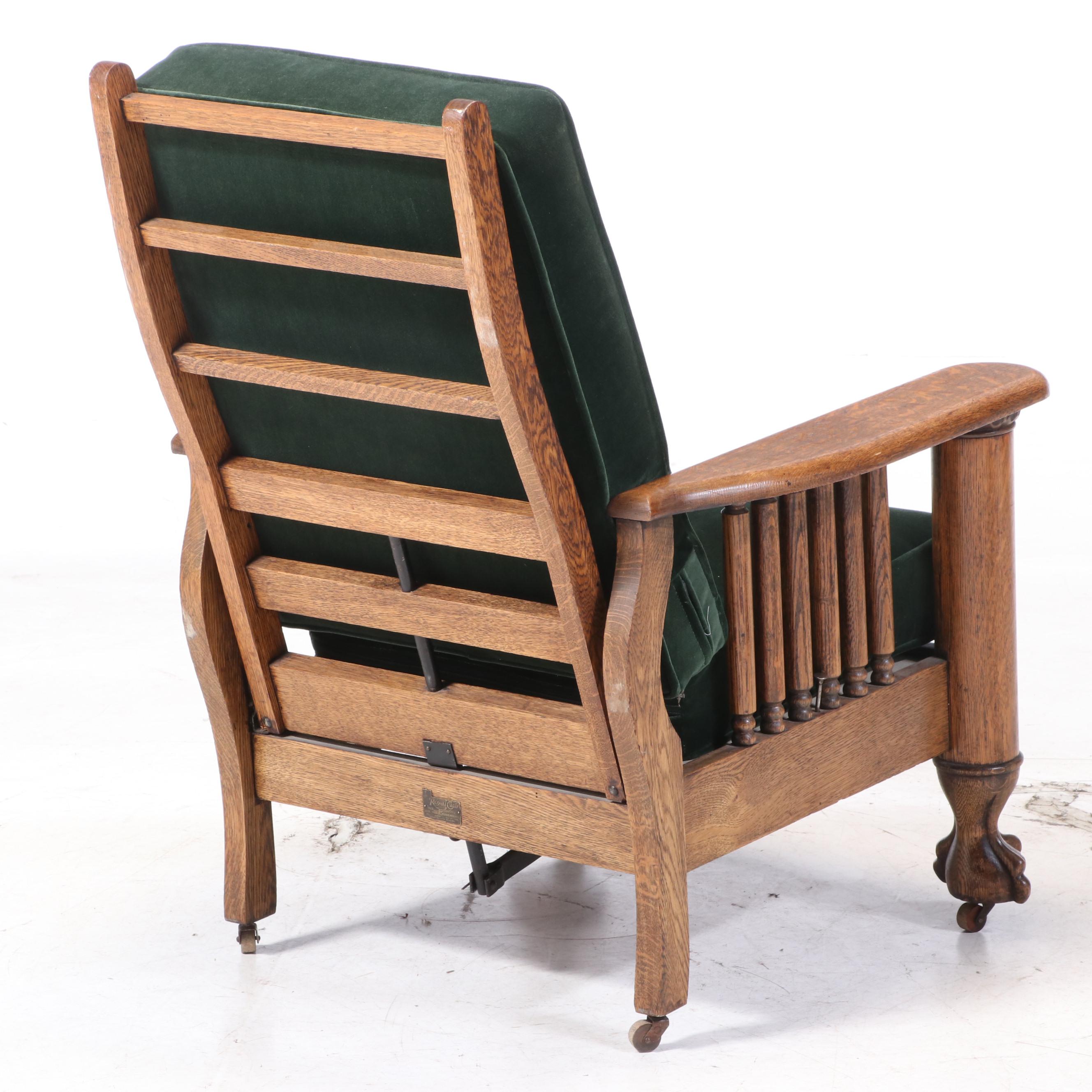 Oak Flat Arm Upholstered Arm Chair
