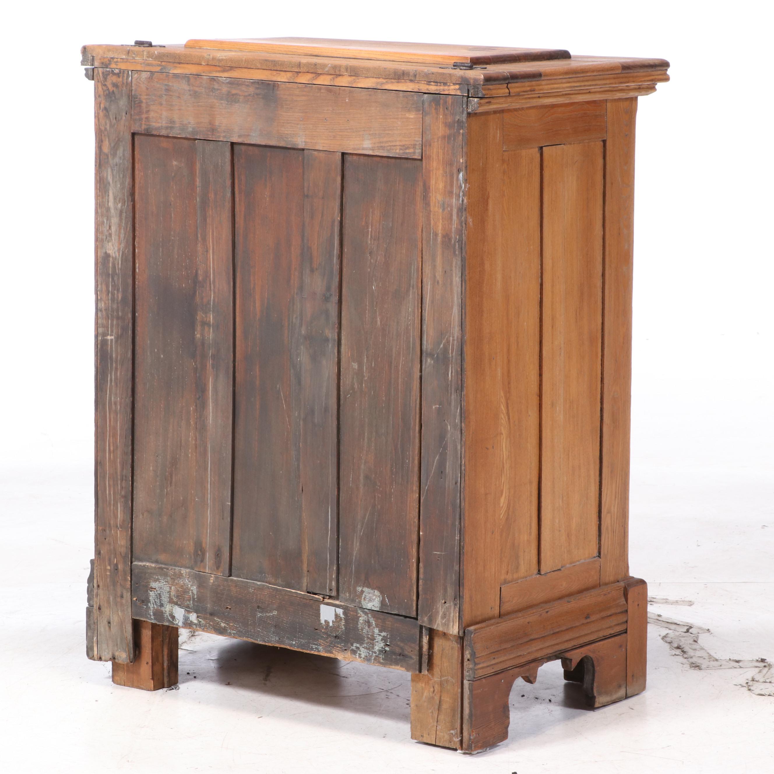 Late Victorian Oak Lift-Lid Ice Box, Late 19th/Early 20th Century