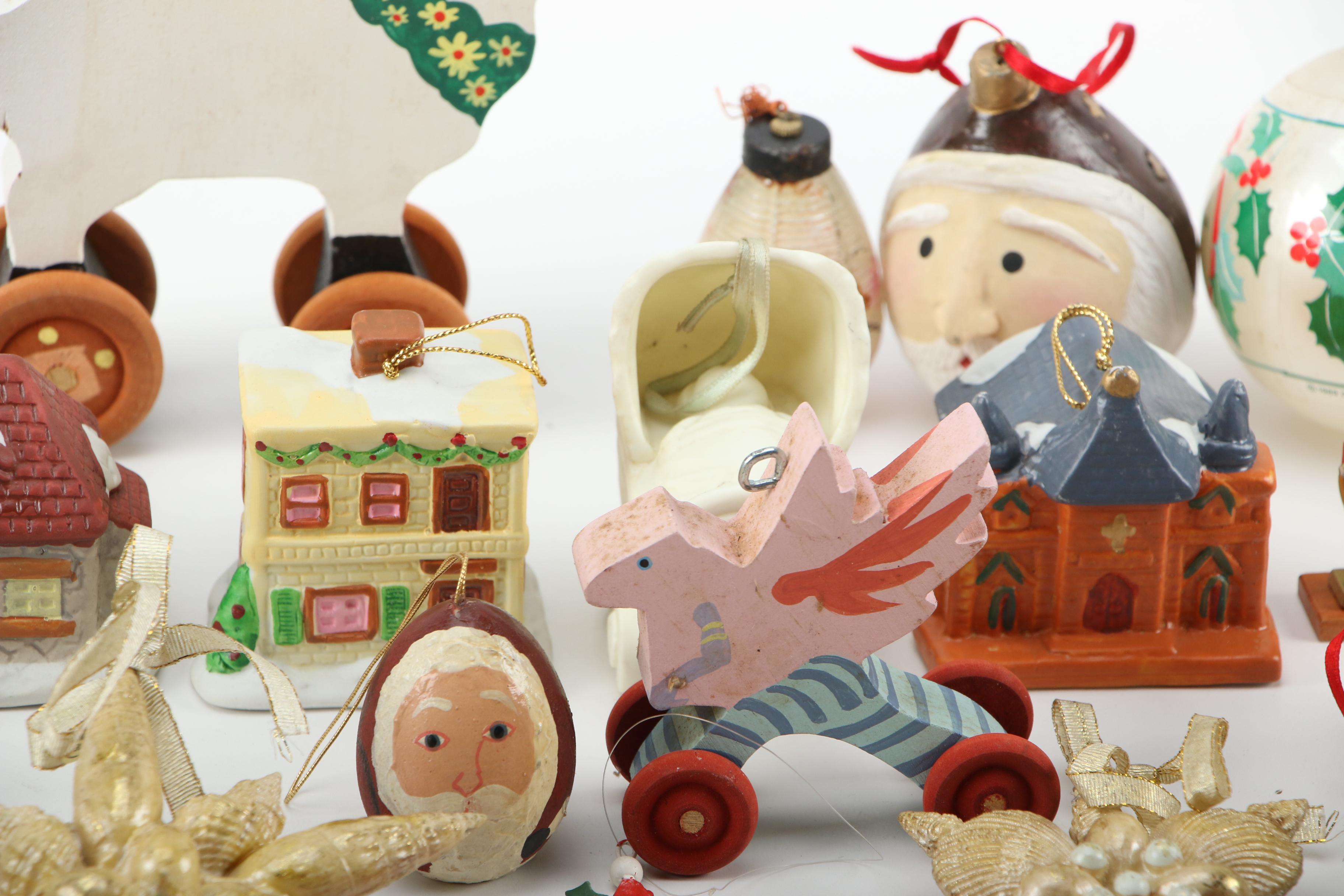 Wood, Glass, and Other Ornament Assortment Including Disney's "101 Dalmatians"