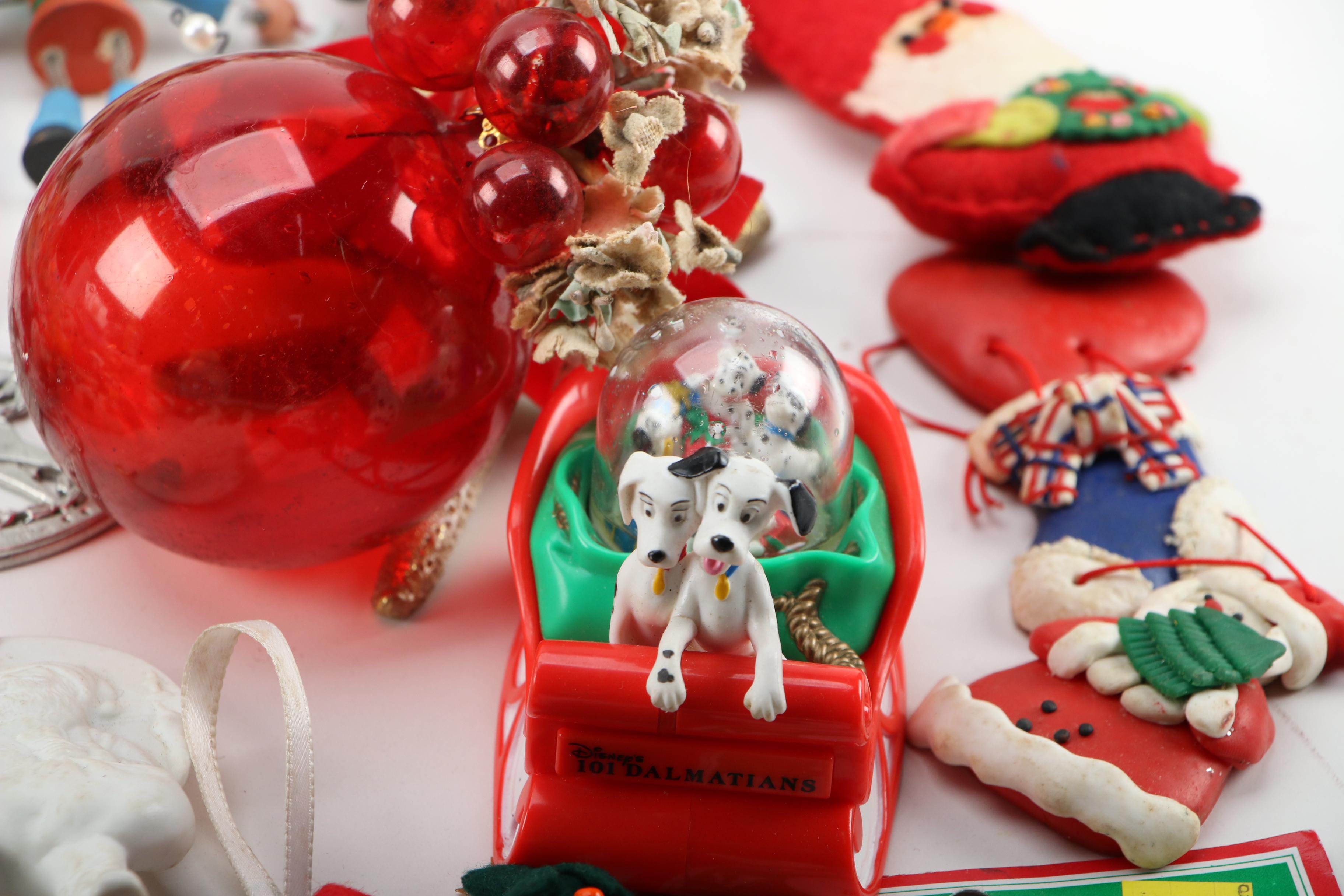 Wood, Glass, and Other Ornament Assortment Including Disney's "101 Dalmatians"