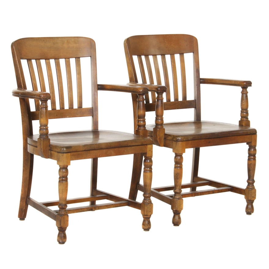 B. L. Marble Company Walnut-Stained Armchairs, Early to Mid 20th Century