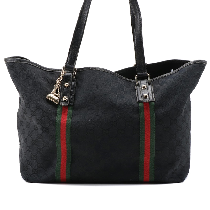 Gucci Jolicoeur GG Black Monogram Canvas Tote Bag