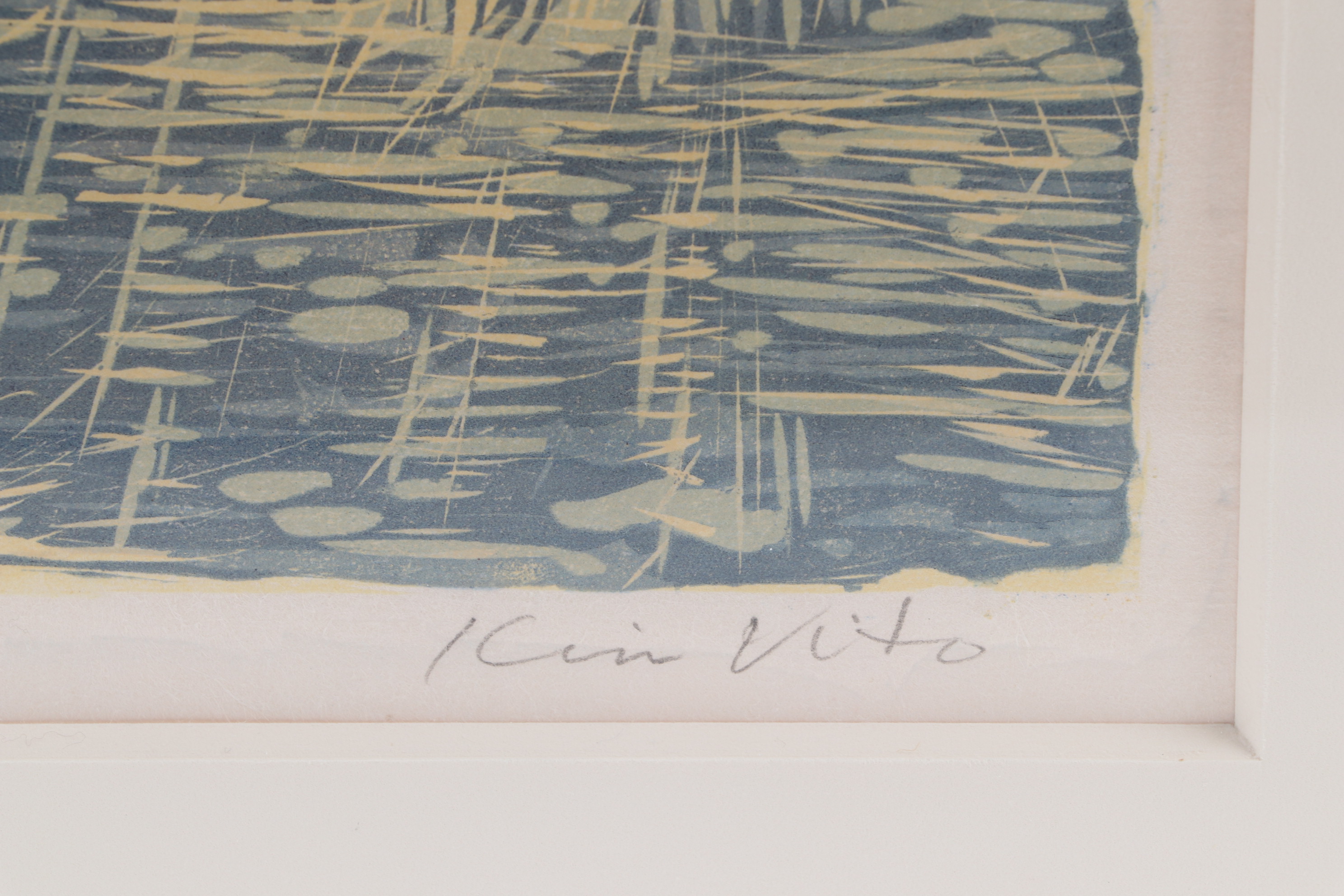 Kim Vito Woodcut Print "Wheat Stacks"