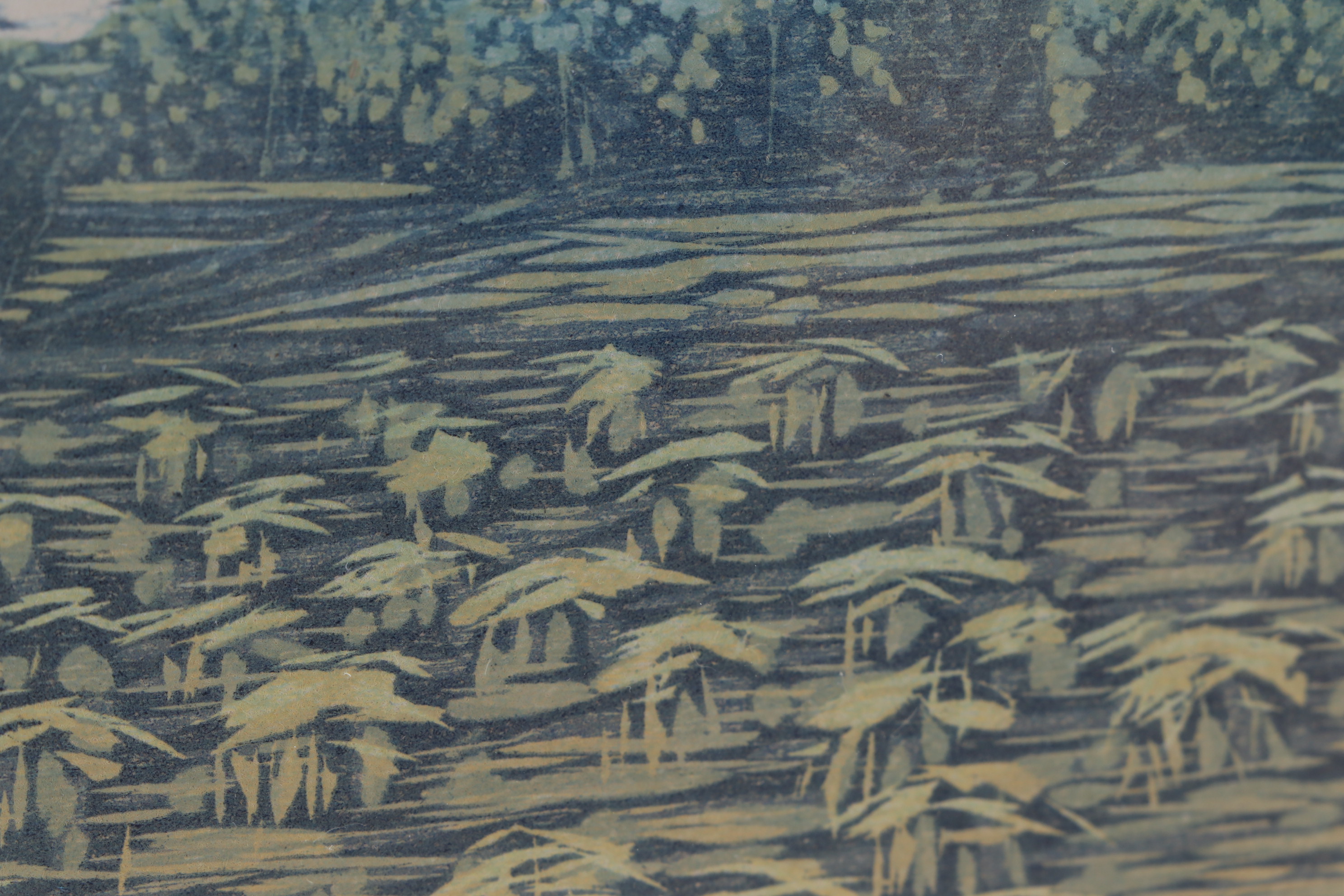 Kim Vito Woodcut Print "Wheat Stacks"