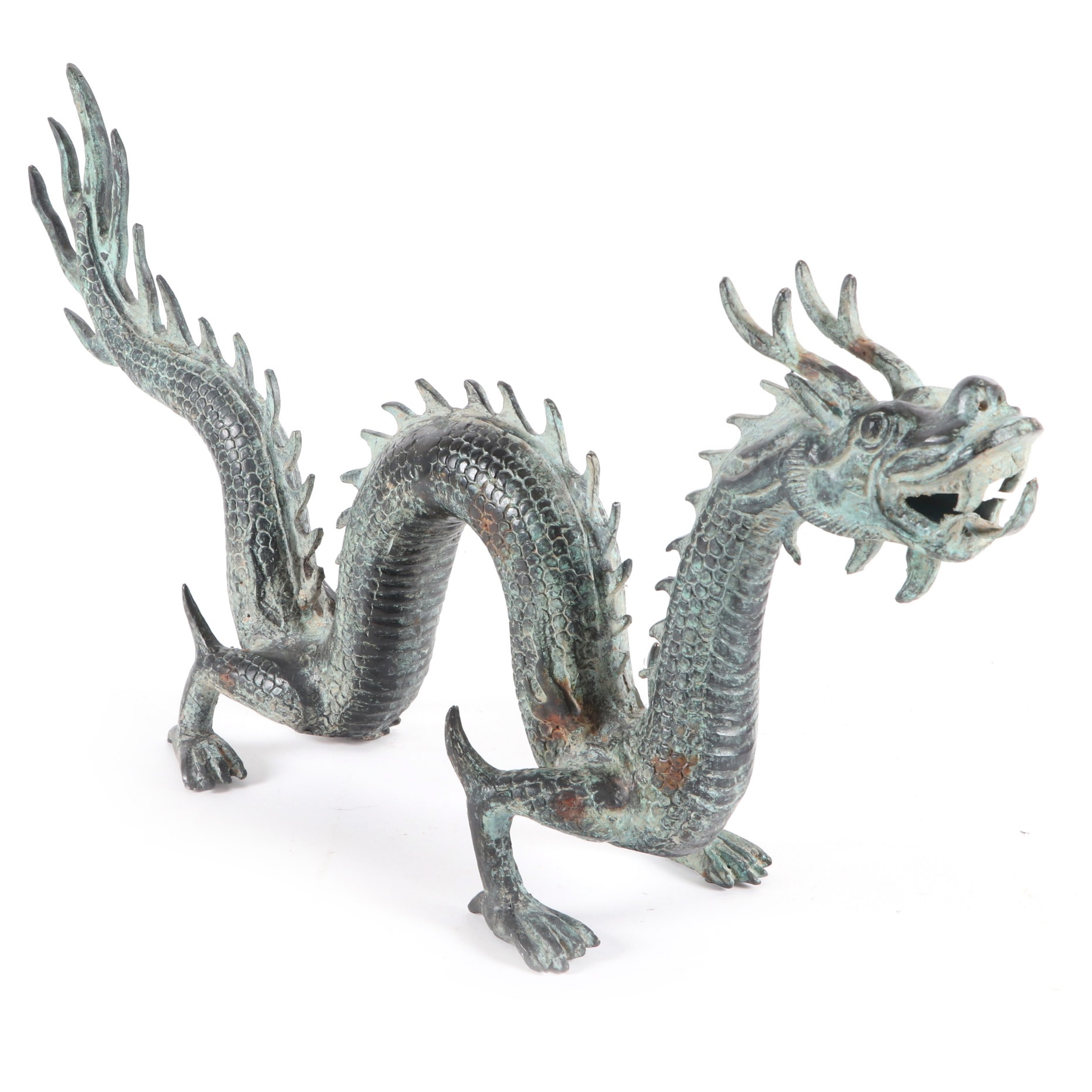 Patinated Metal Chinese Dragon Figurine