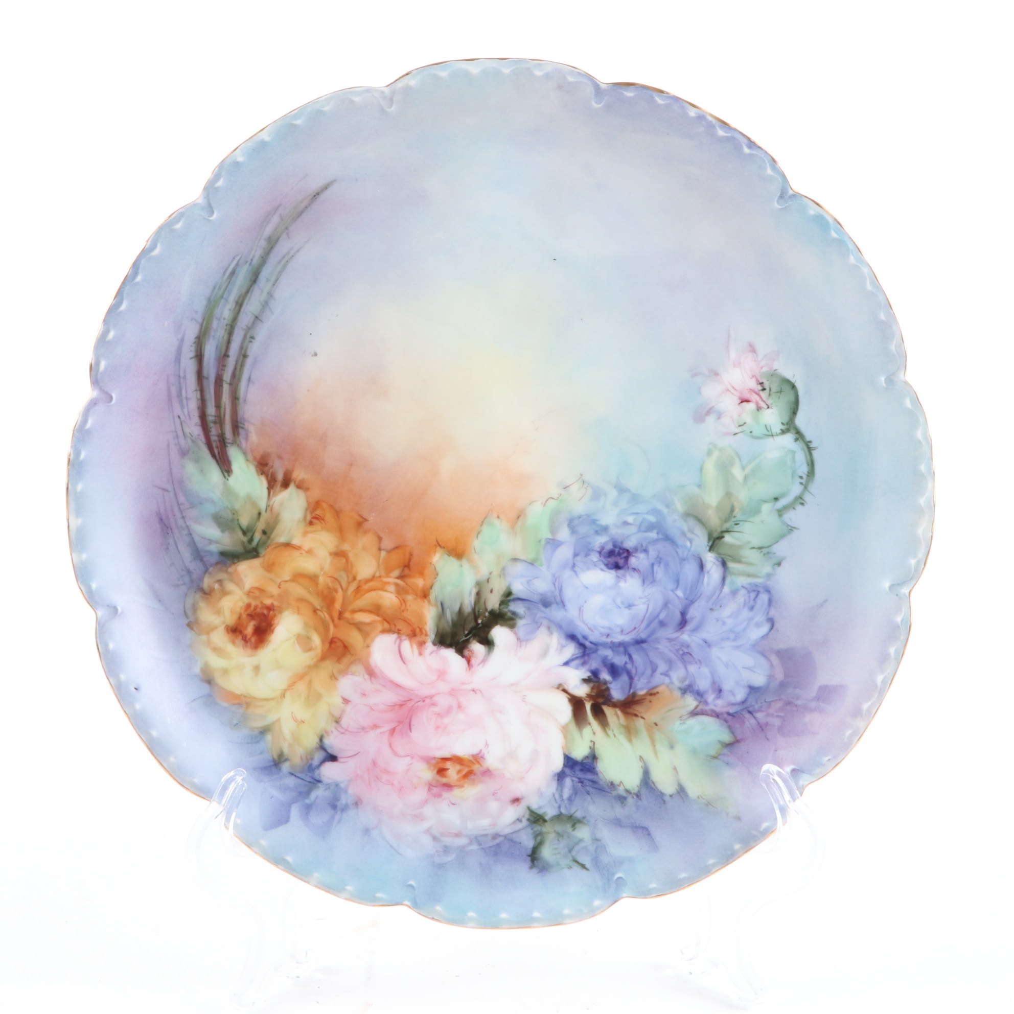 Haviland Hand-Painted Porcelain Plate and Other German Hand-Painted Dinnerware