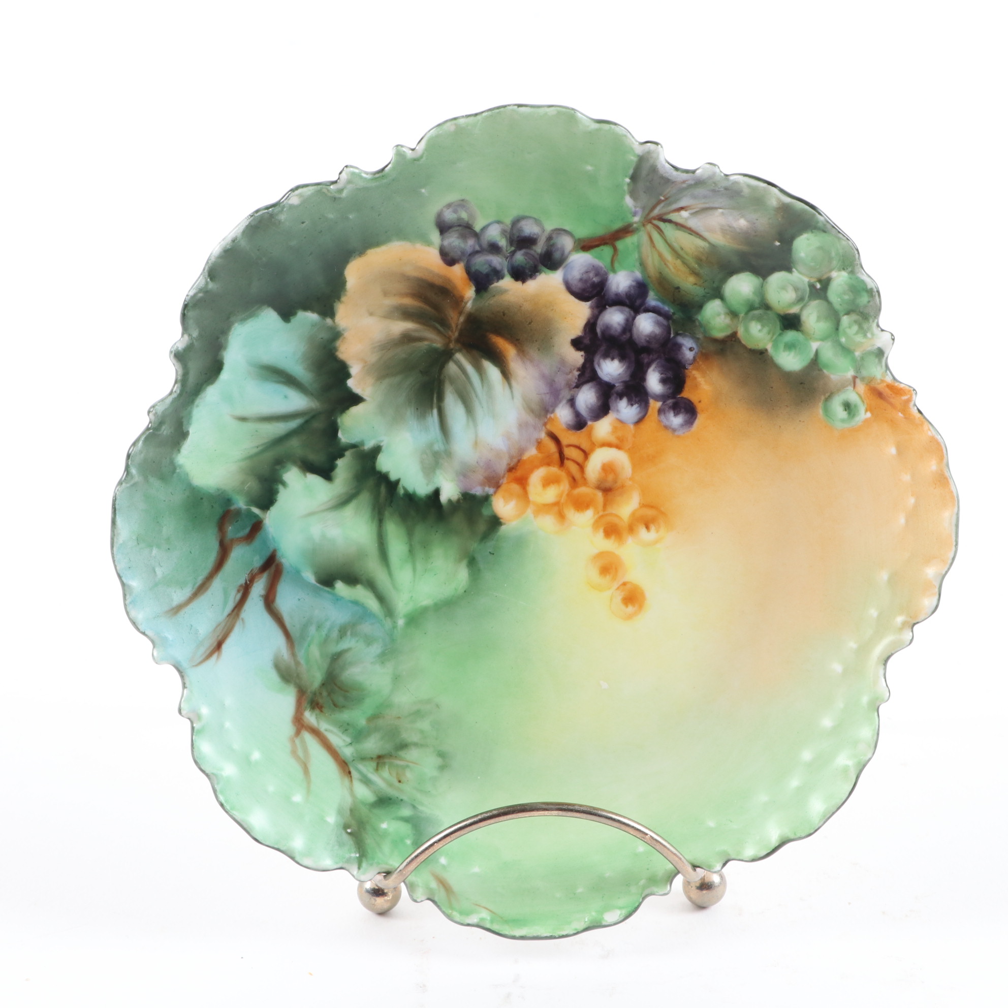 Haviland Hand-Painted Porcelain Plate and Other German Hand-Painted Dinnerware