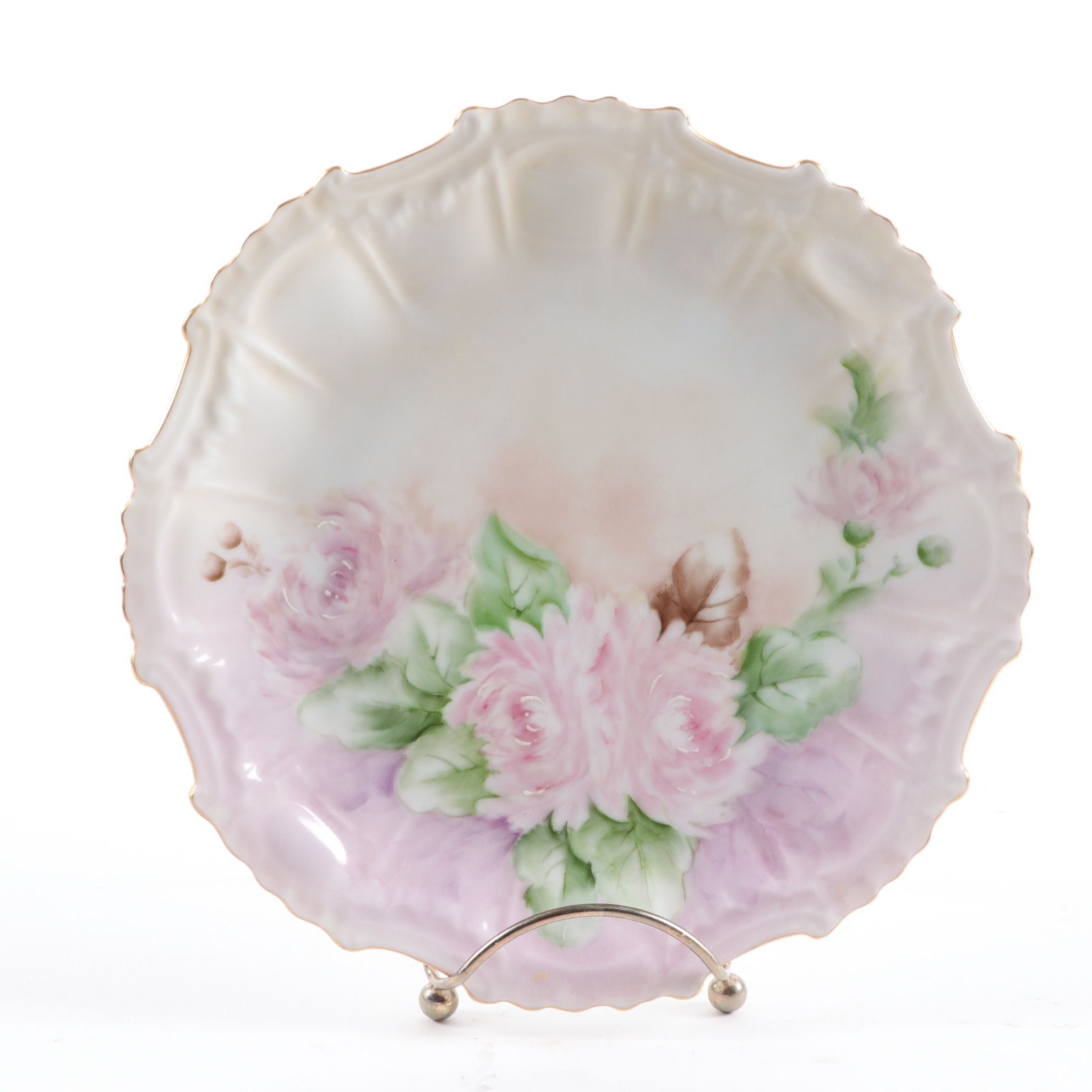 Haviland Hand-Painted Porcelain Plate and Other German Hand-Painted Dinnerware