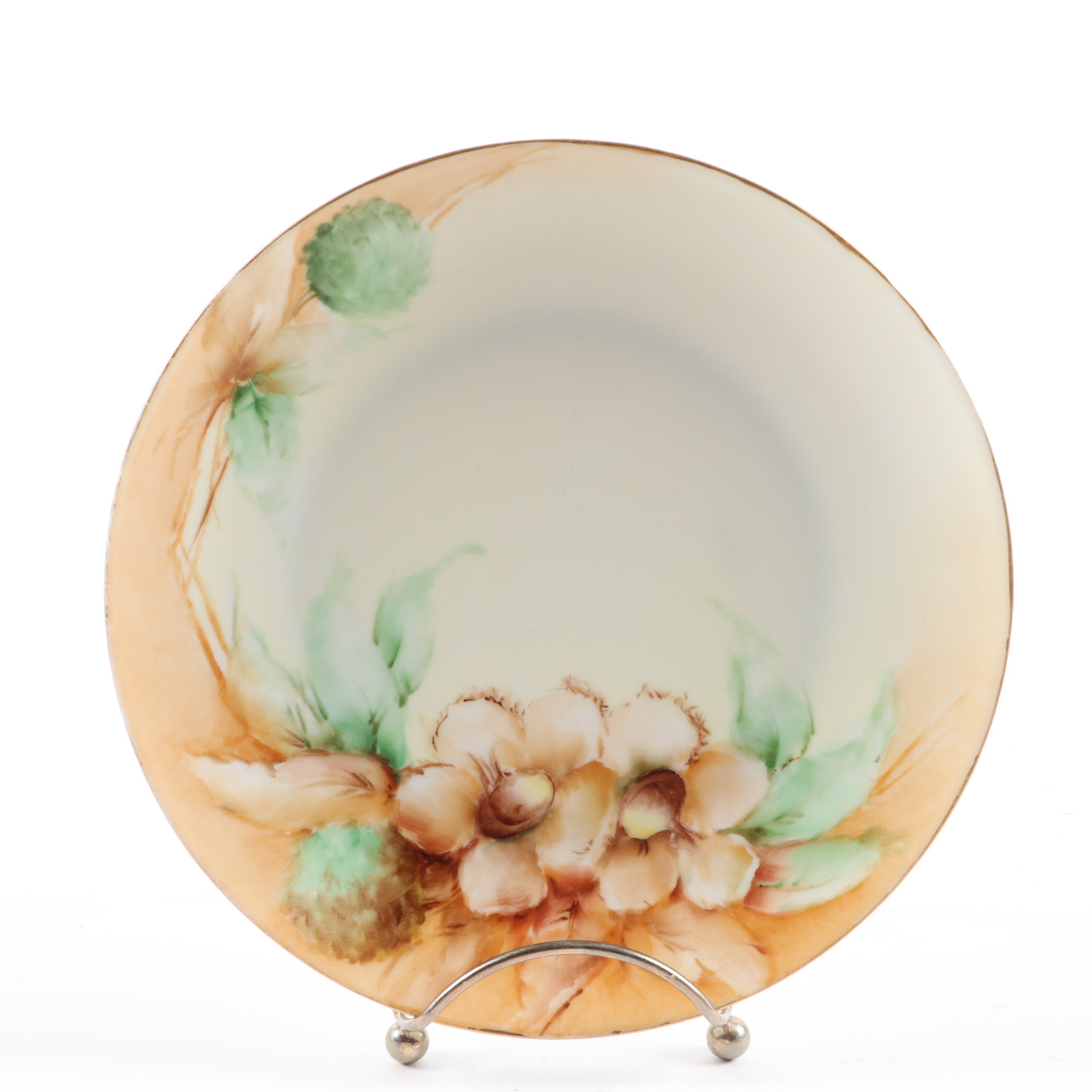 Haviland Hand-Painted Porcelain Plate and Other German Hand-Painted Dinnerware