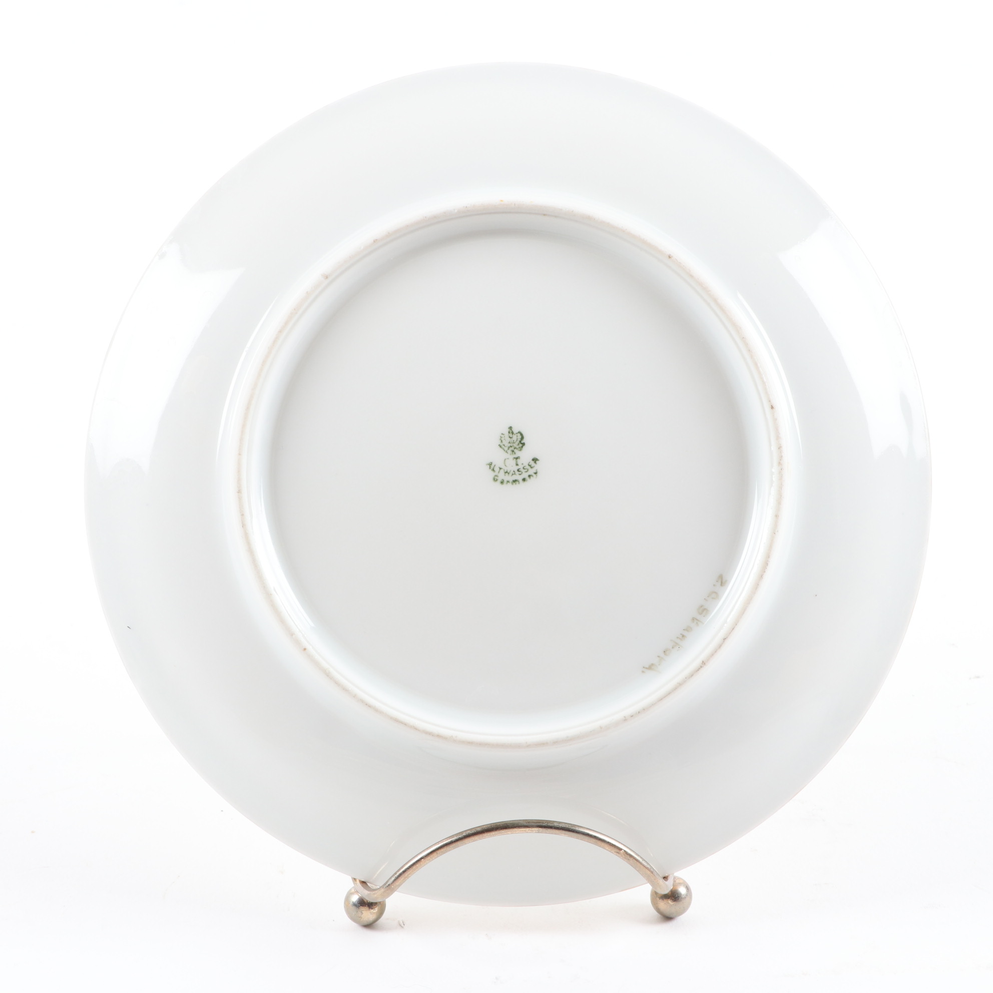 Haviland Hand-Painted Porcelain Plate and Other German Hand-Painted Dinnerware