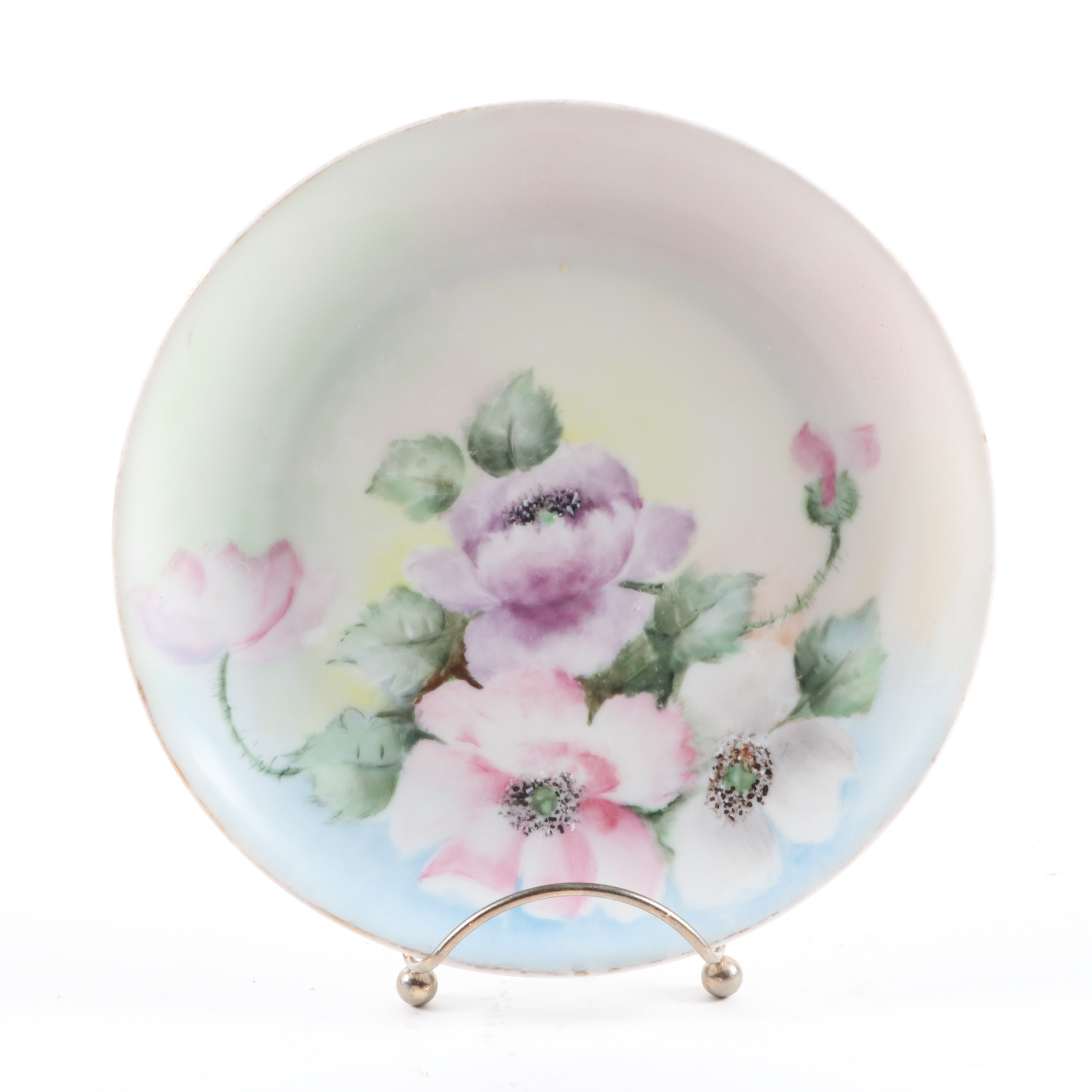 Haviland Hand-Painted Porcelain Plate and Other German Hand-Painted Dinnerware