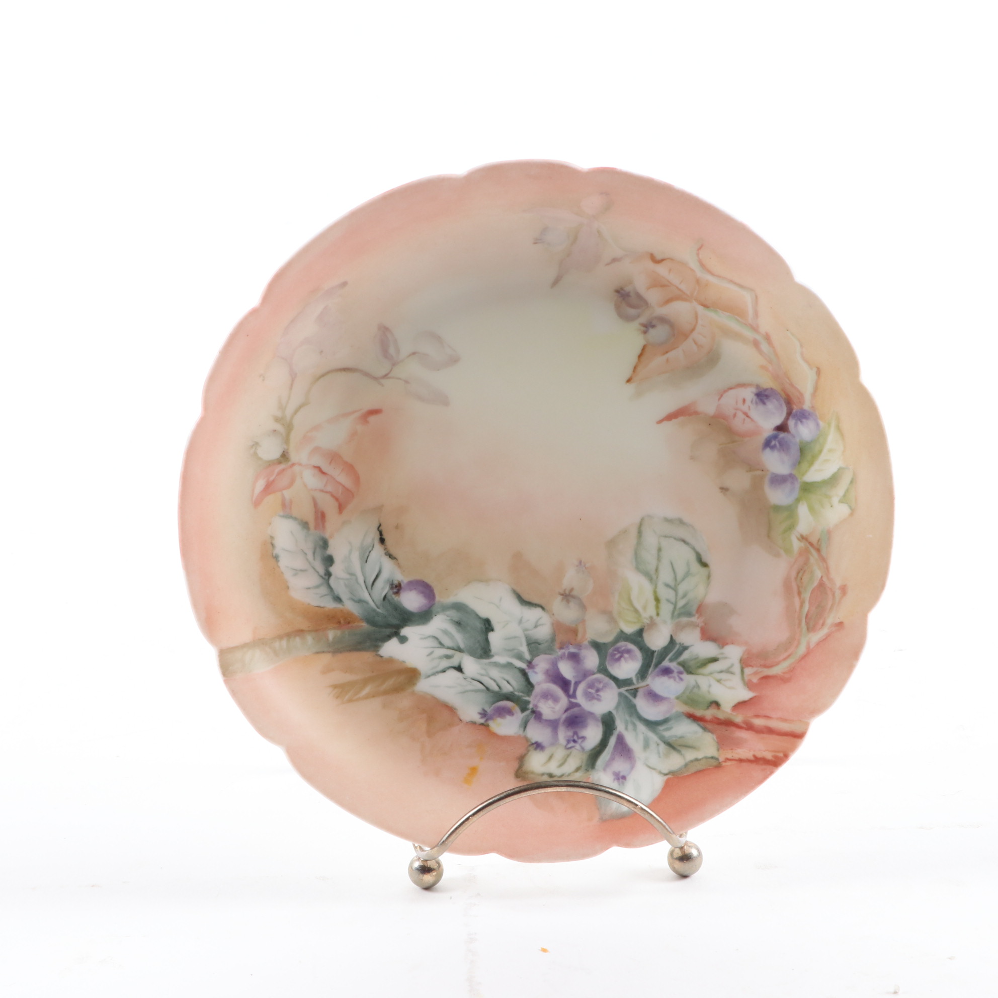 Haviland Hand-Painted Porcelain Plate and Other German Hand-Painted Dinnerware