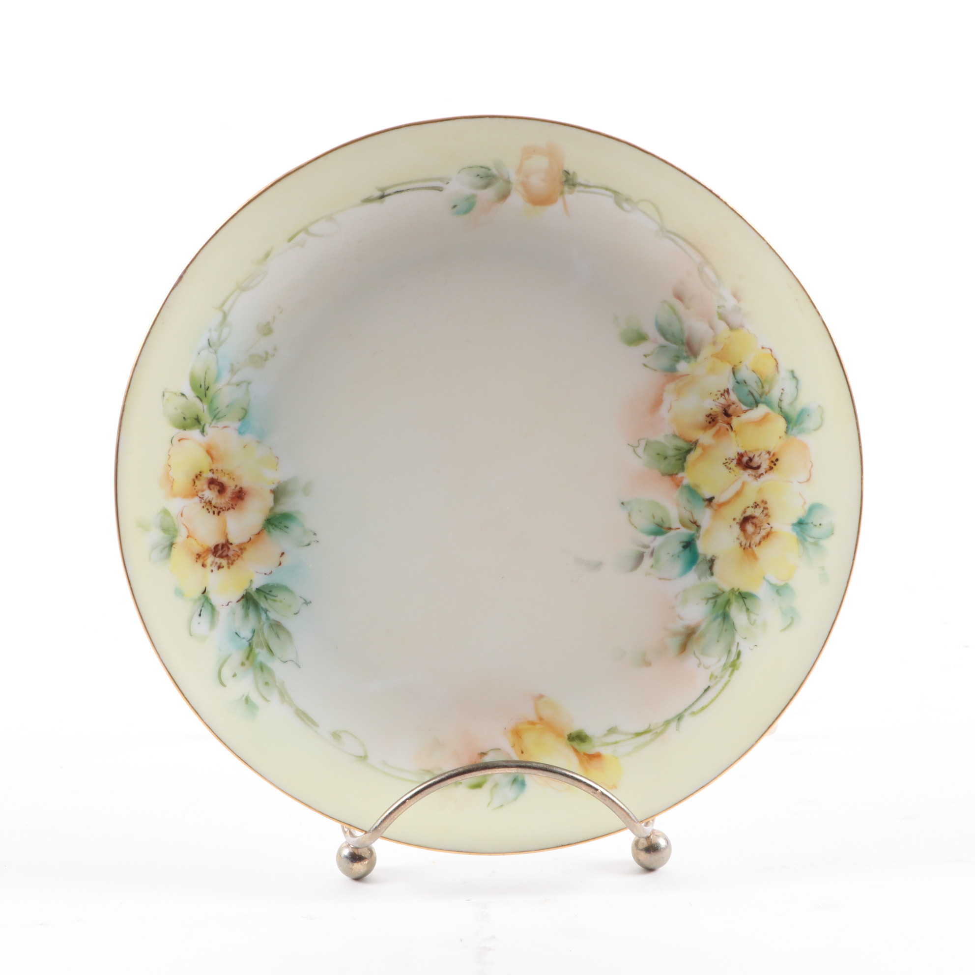 Haviland Hand-Painted Porcelain Plate and Other German Hand-Painted Dinnerware