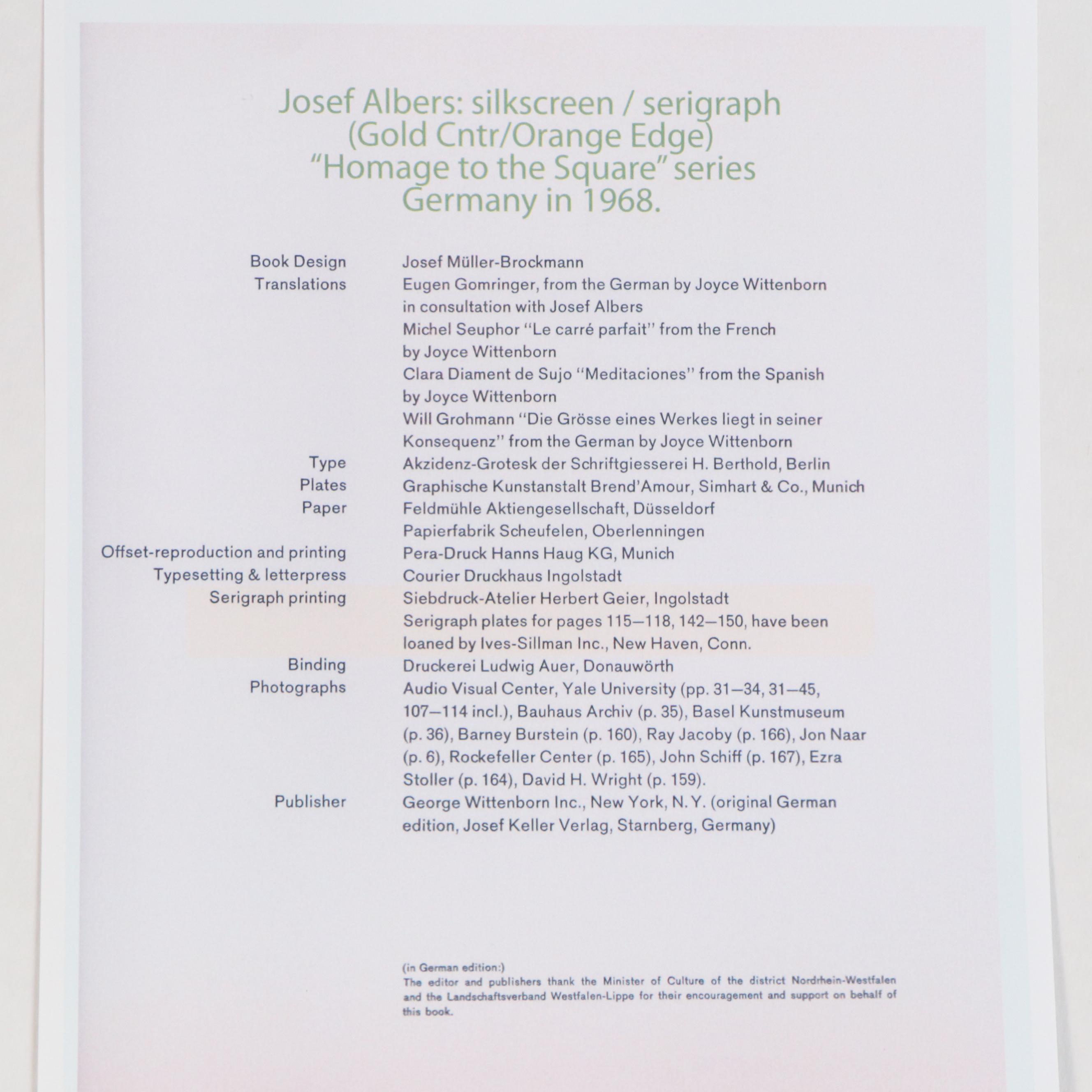 Serigraph after Josef Albers from "Homage to the Square" Series, 1968