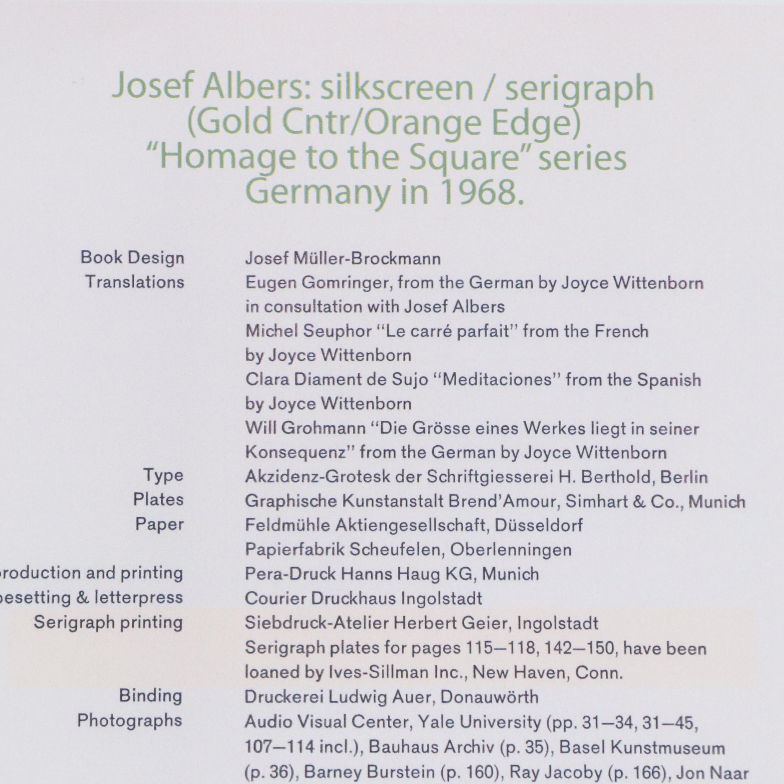 Serigraph after Josef Albers from "Homage to the Square" Series, 1968