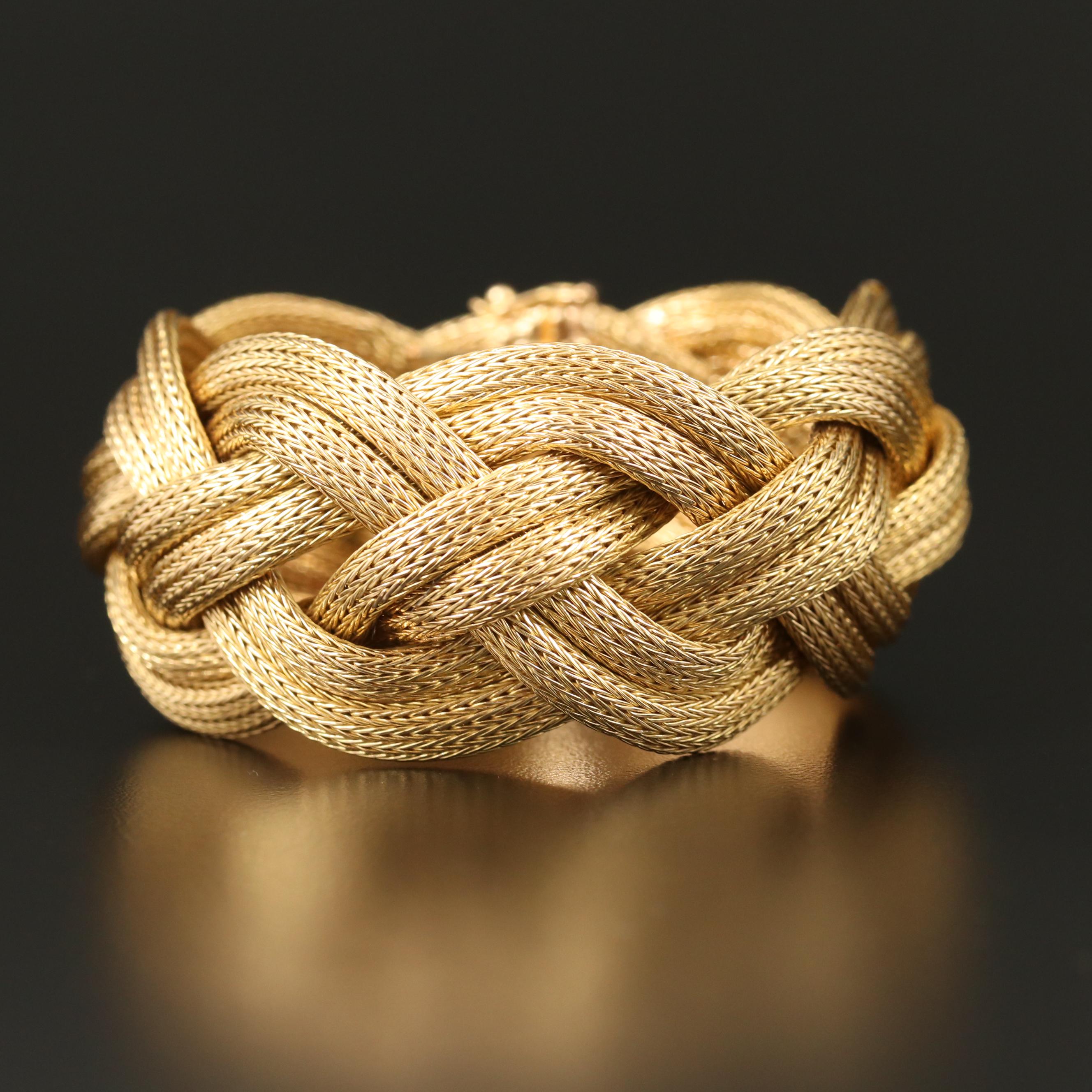 18K Braided Foxtail Chain Bracelet