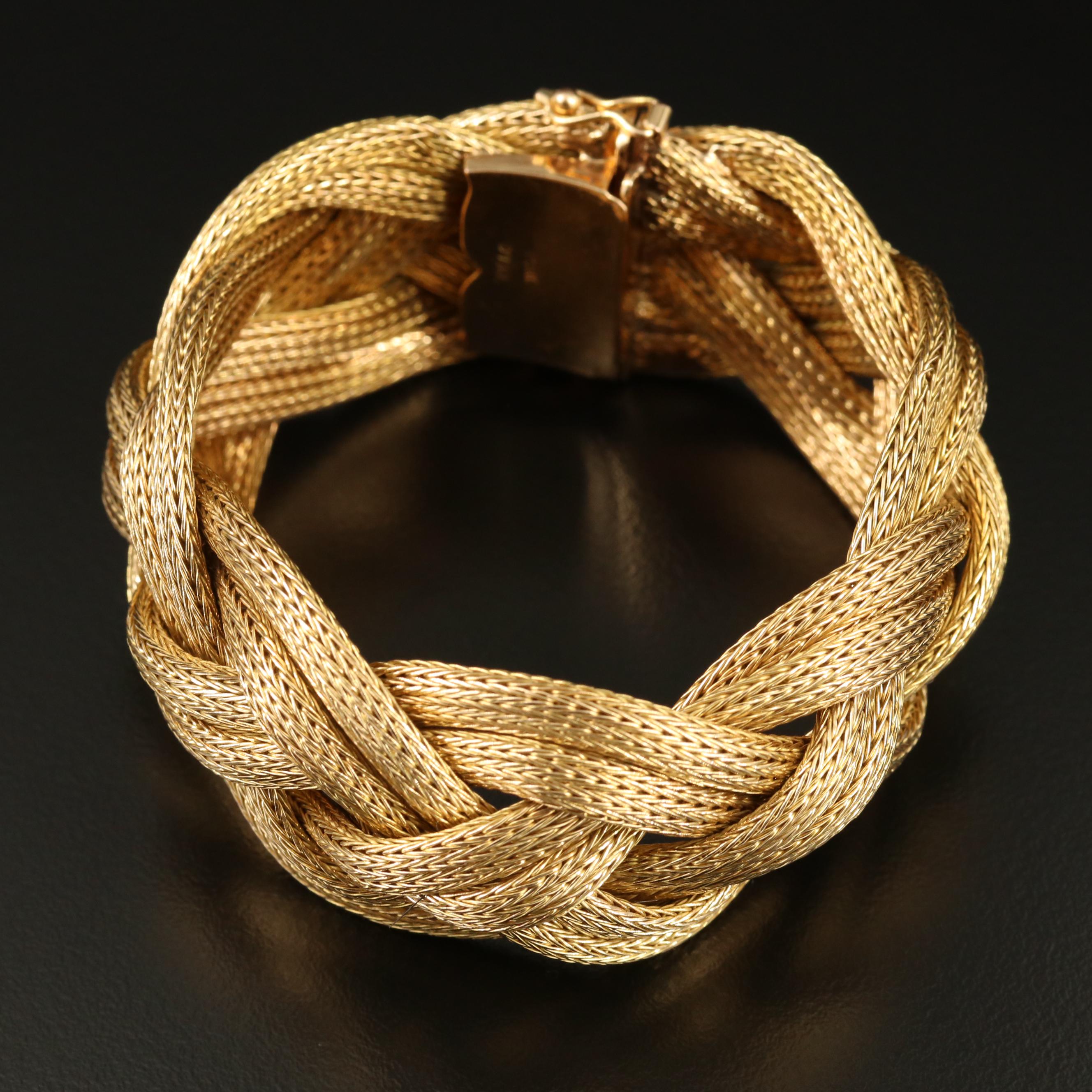 18K Braided Foxtail Chain Bracelet