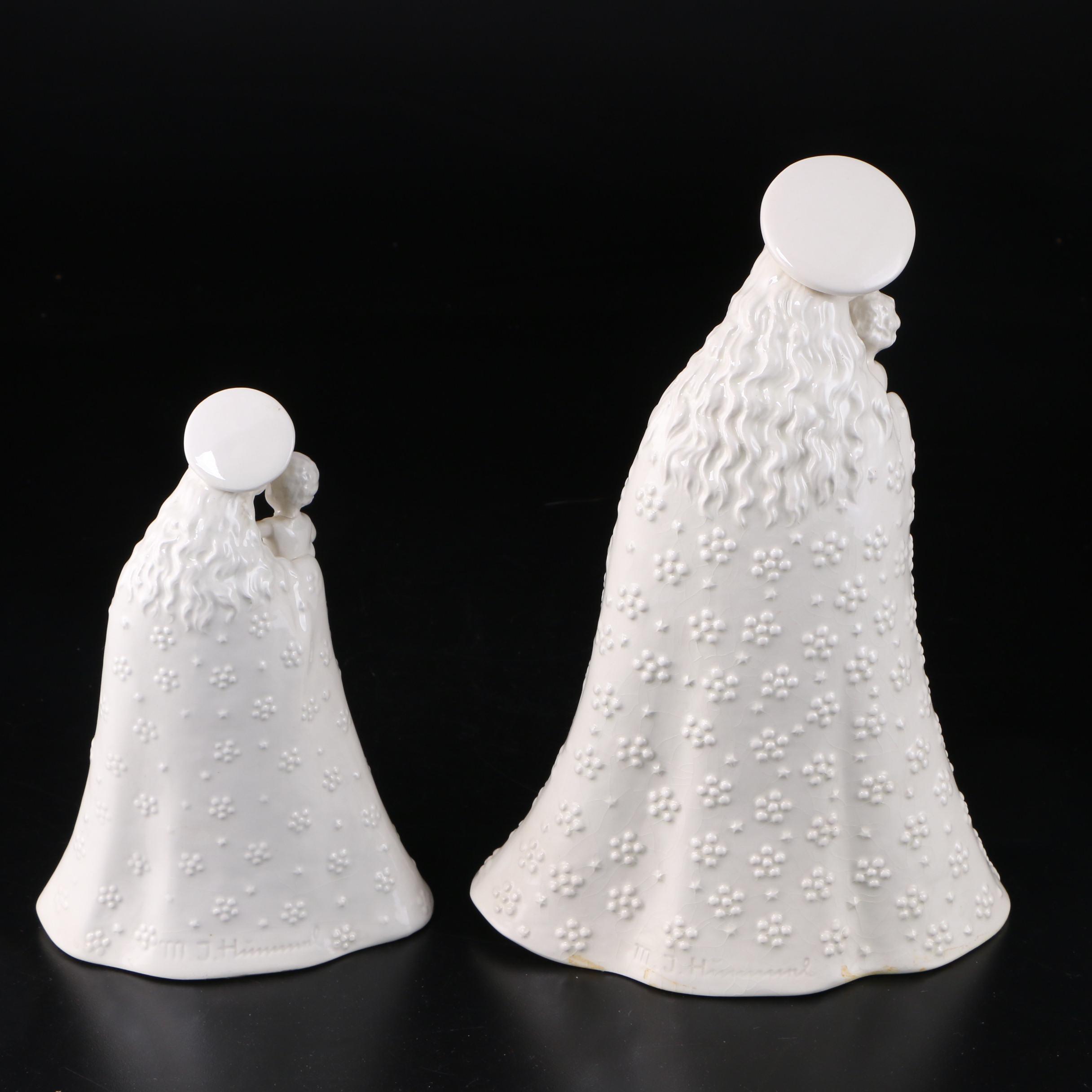 M.J. Hummel "Flower Madonna" White Porcelain Figurines, Mid to Late 20th Century