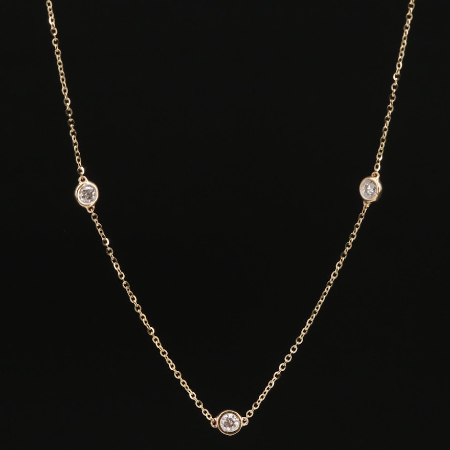 14K 1.00 CTW Diamond Station Necklace