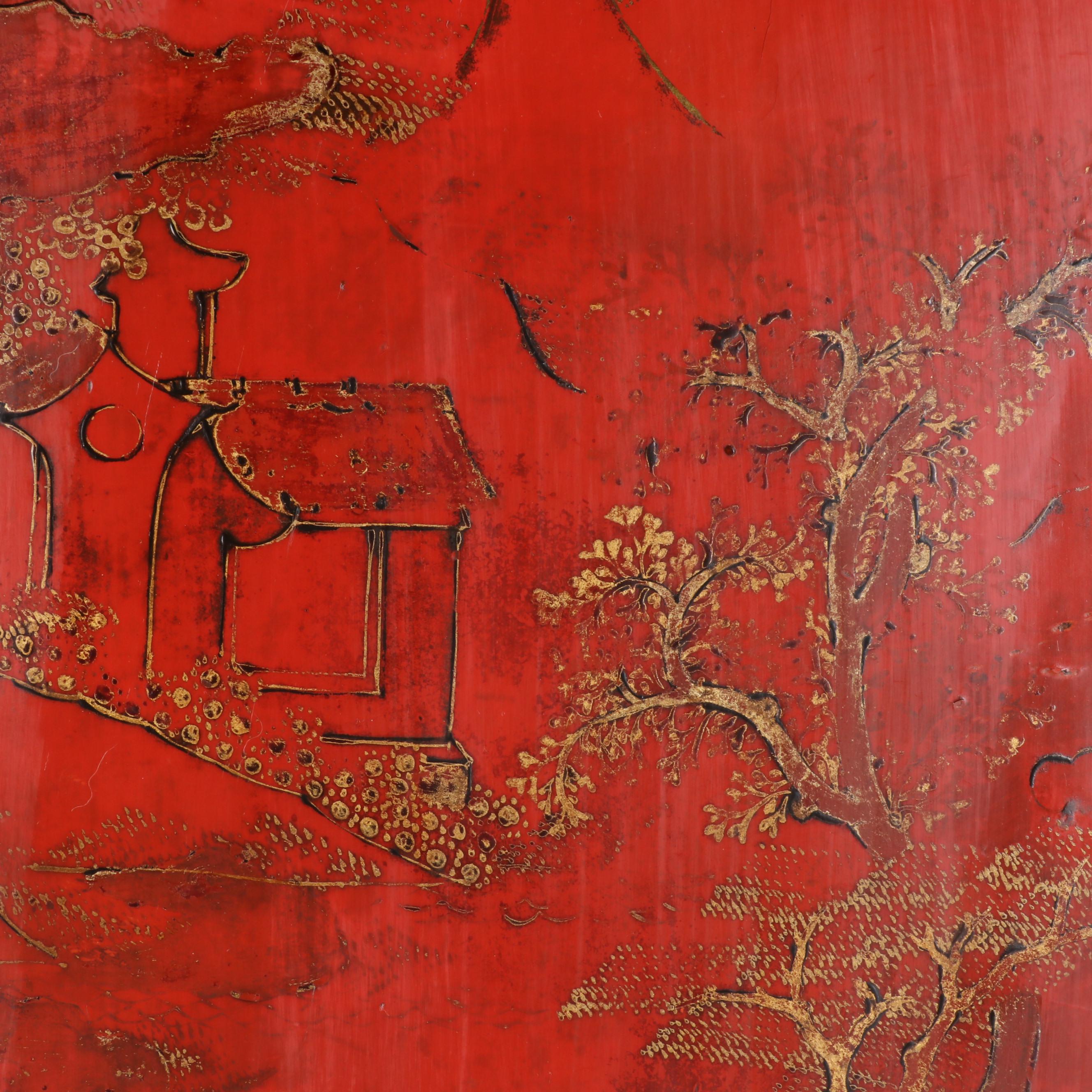 Chinese Gilt Decorated Red and Black Lacquered Wedding Cabinet, 19th Century