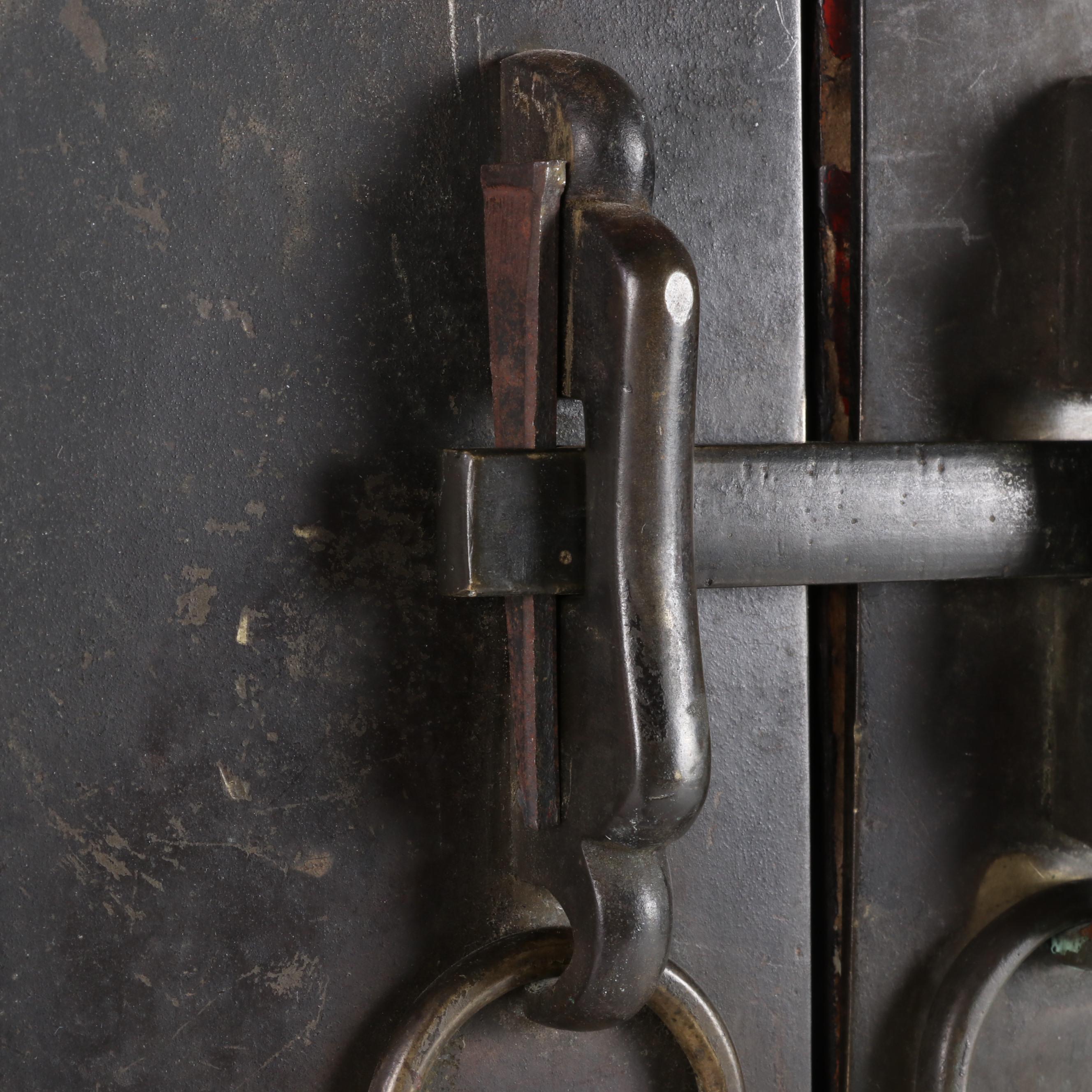 Chinese Gilt Decorated Red and Black Lacquered Wedding Cabinet, 19th Century