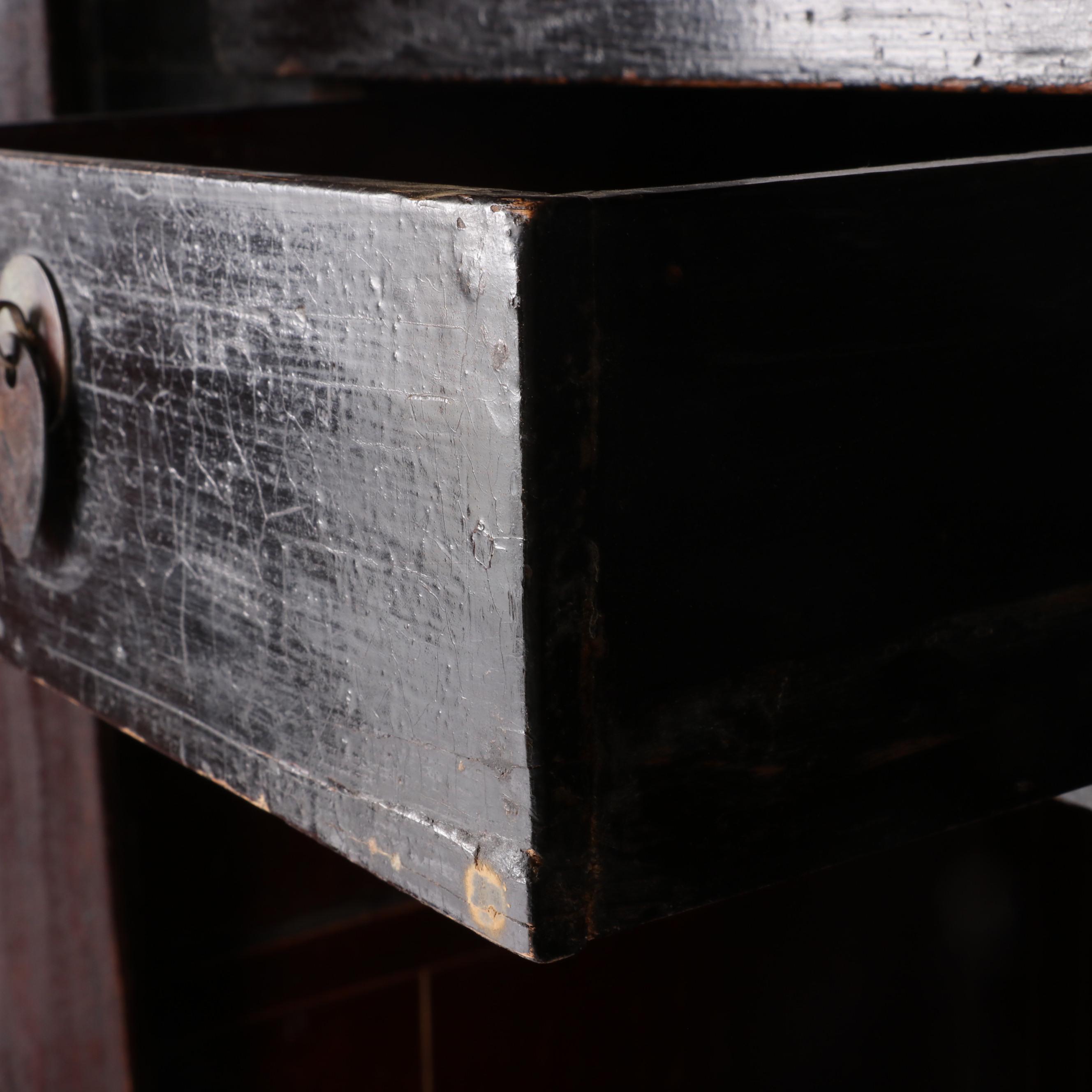 Chinese Gilt Decorated Red and Black Lacquered Wedding Cabinet, 19th Century
