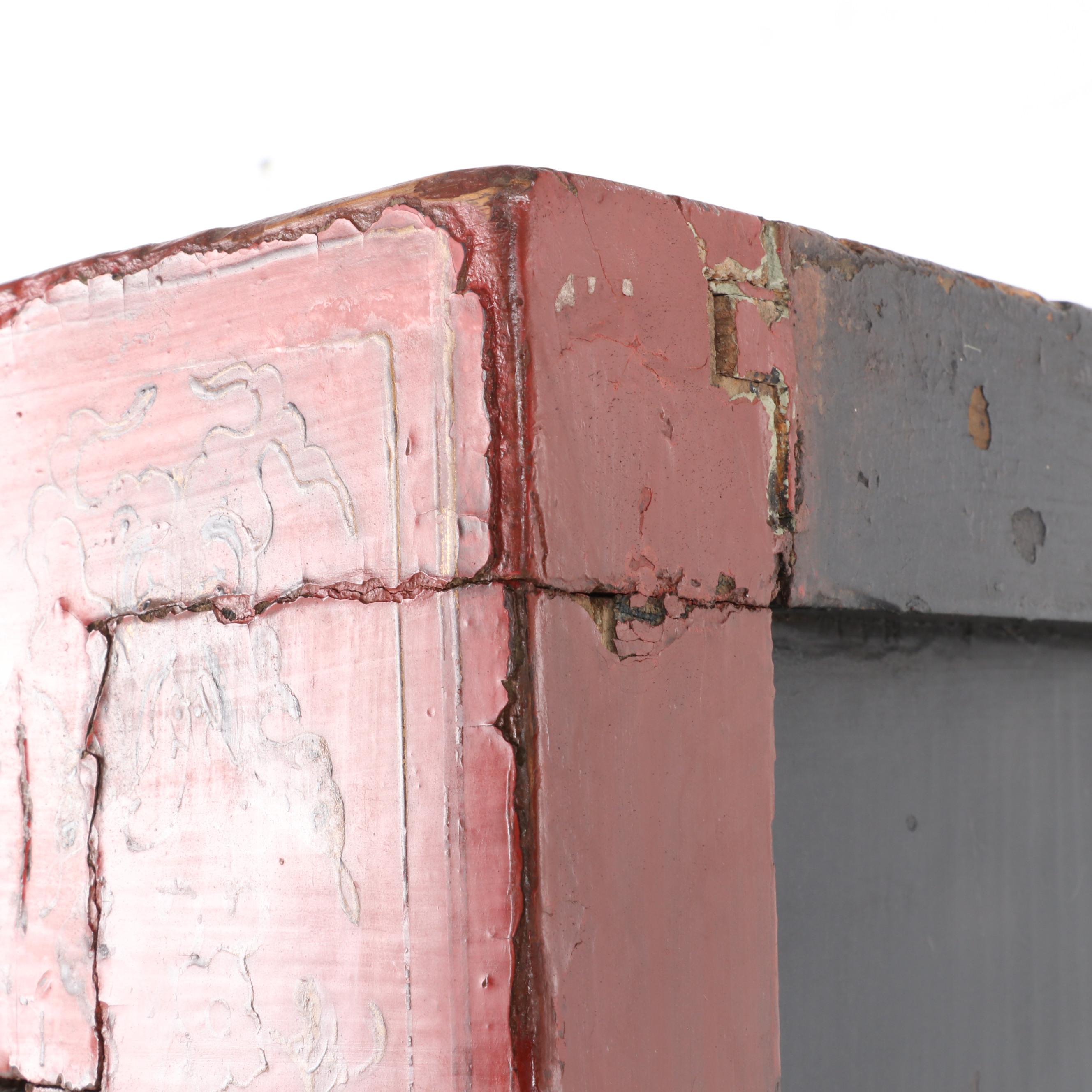 Chinese Gilt Decorated Red and Black Lacquered Wedding Cabinet, 19th Century