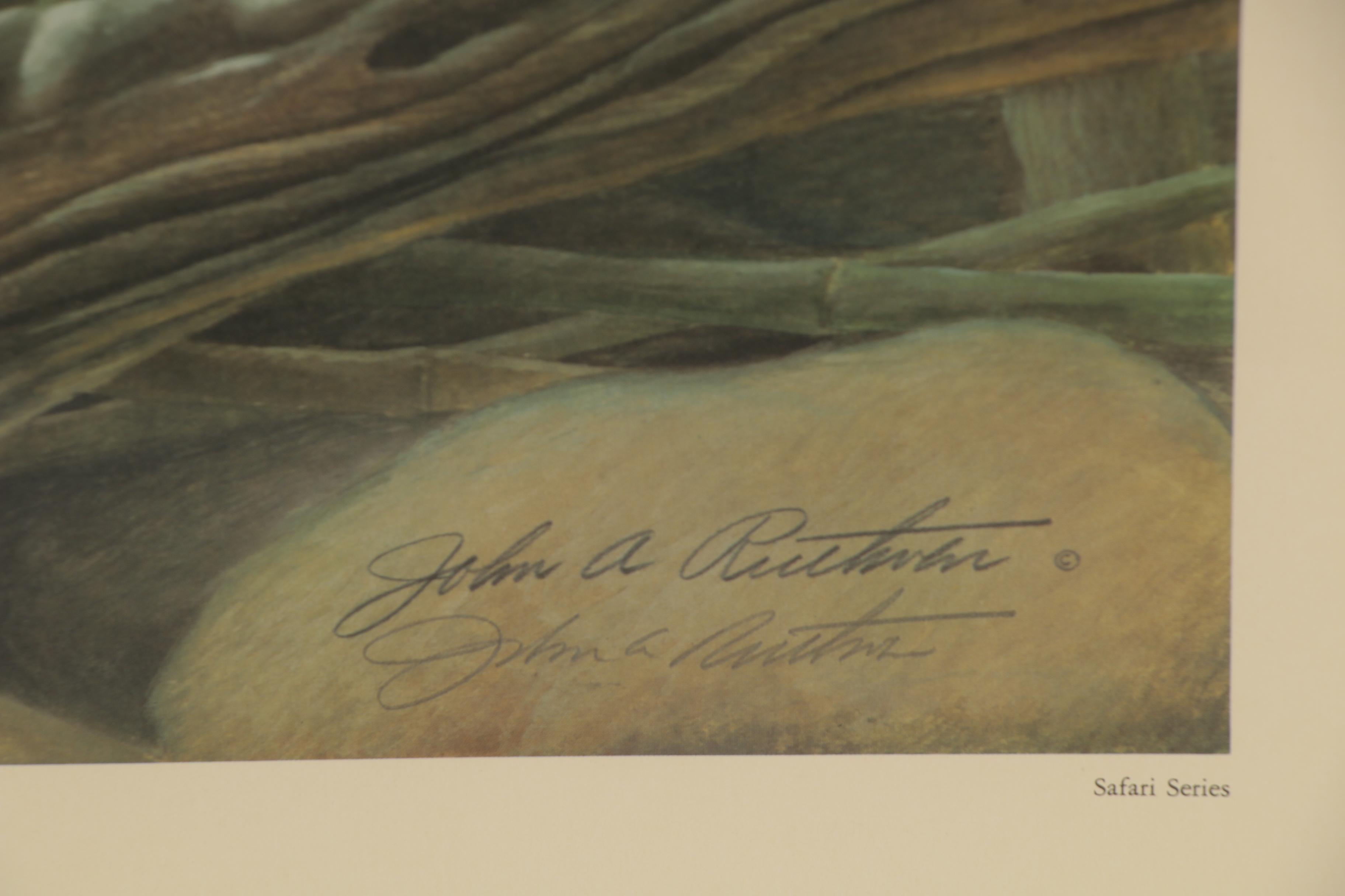 John A. Ruthven Offset Lithograph "Giant Pandas", Late 20th Century