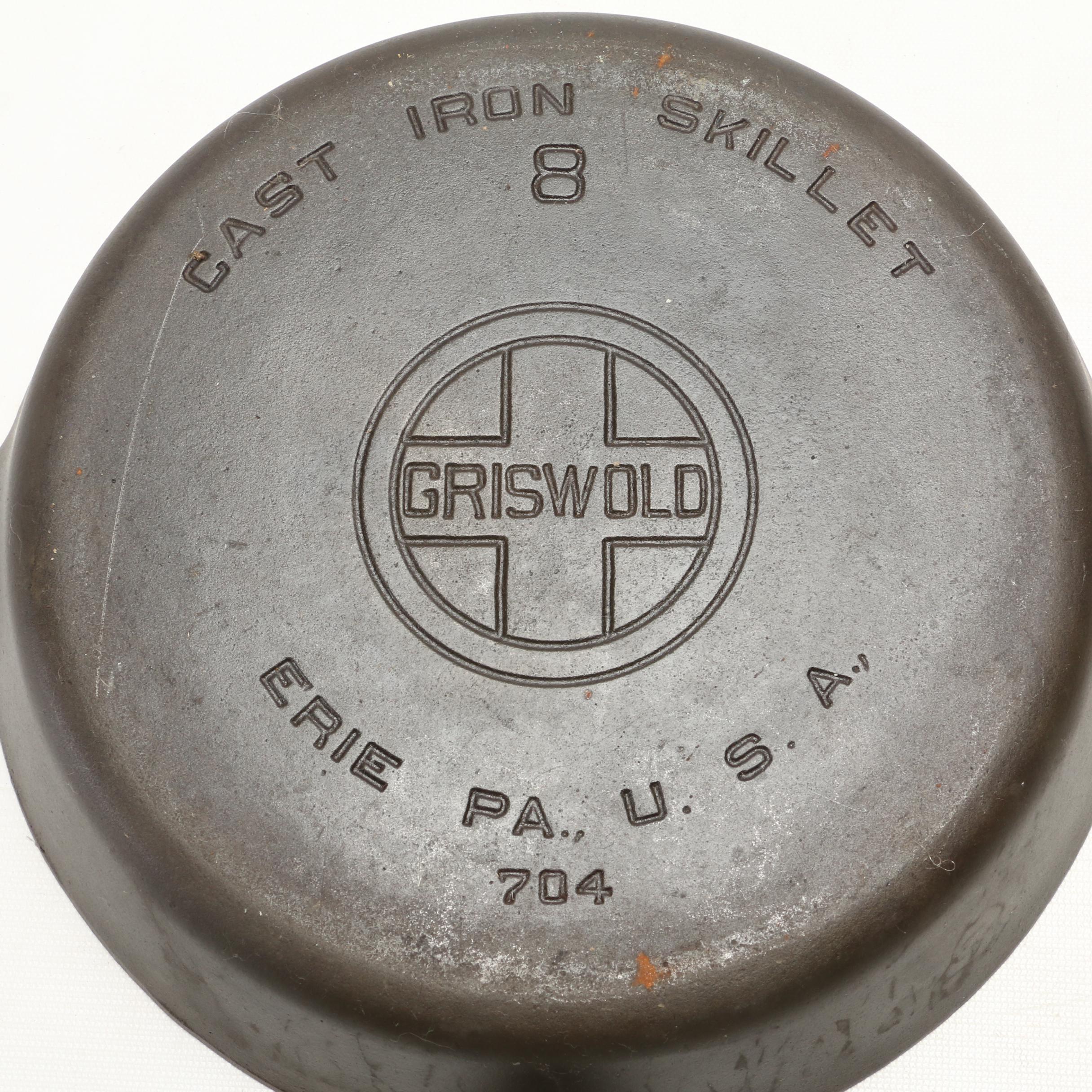 Griswold 704 Cast Iron Skillets with Other American 12" Skillet
