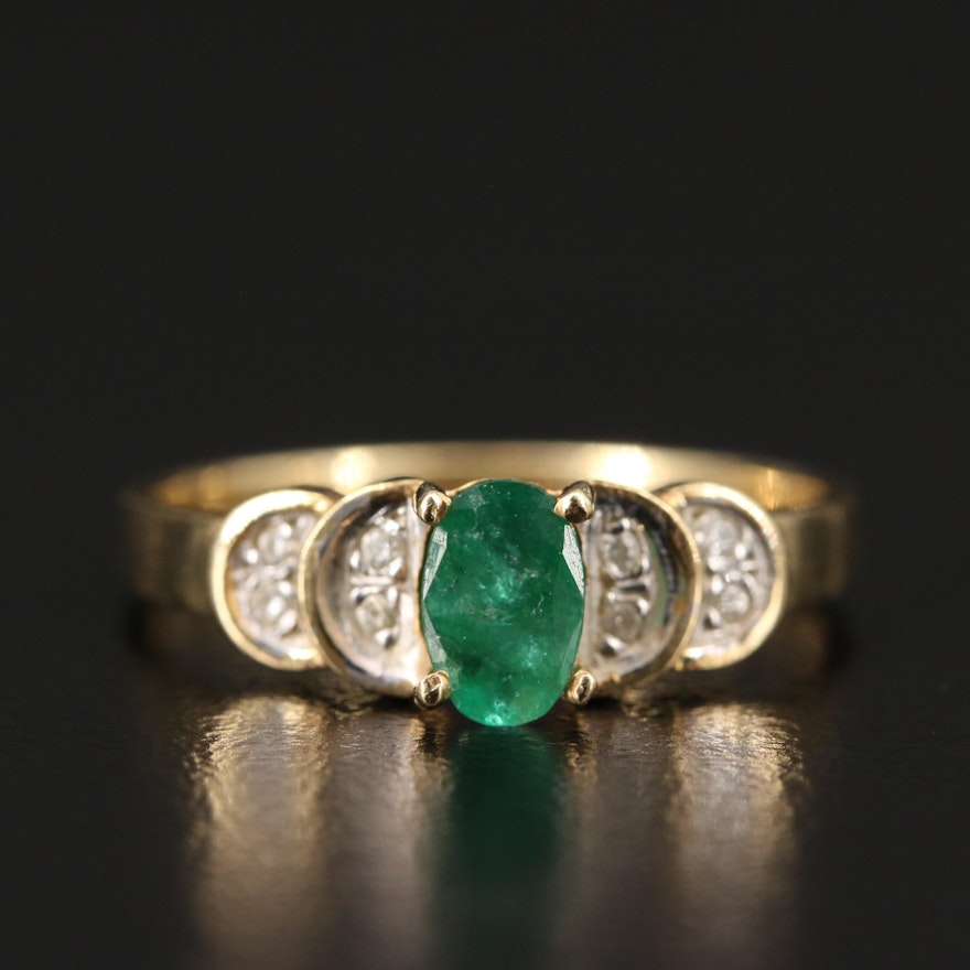 14K Emerald and Diamond Ring