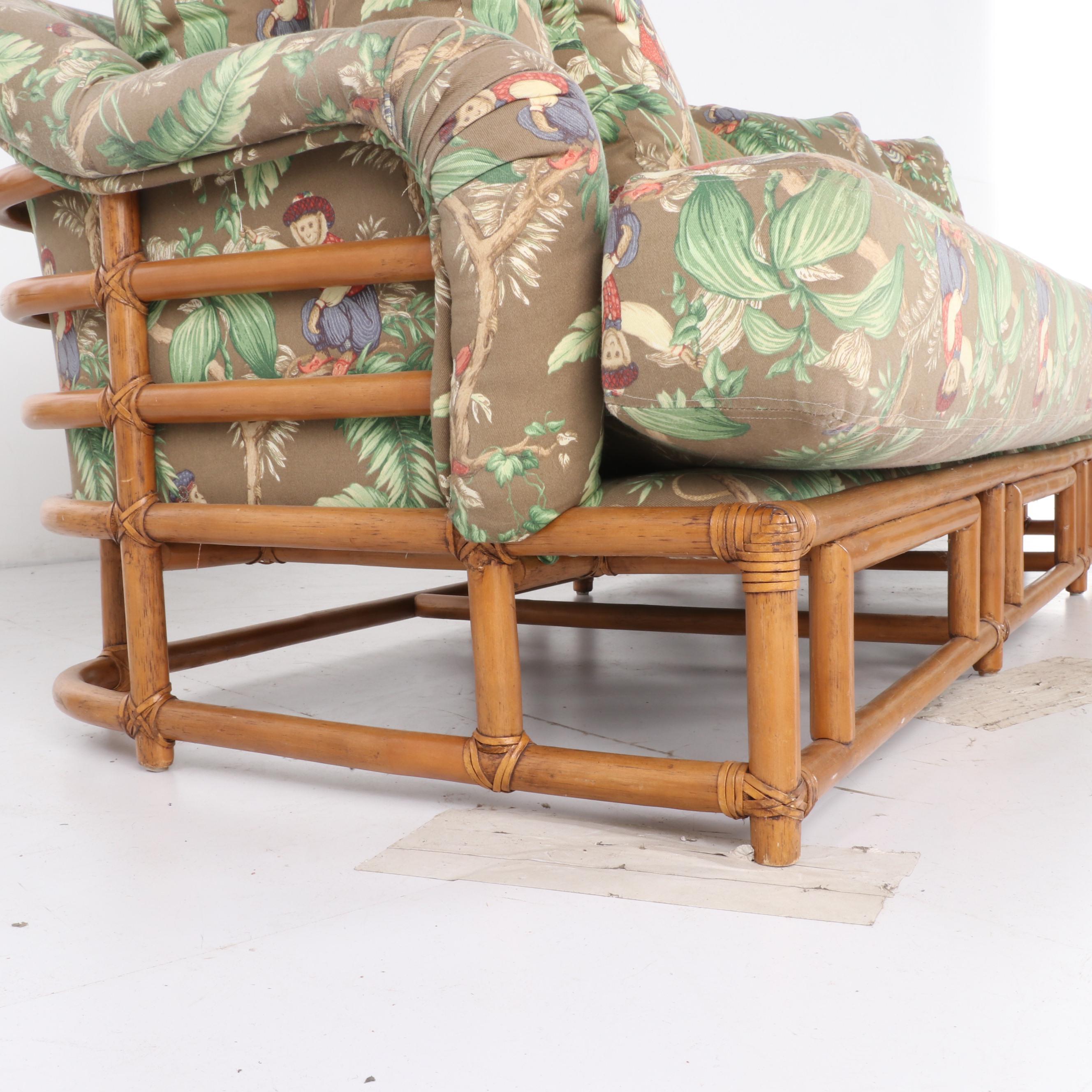 Ficks Reed Rattan Bamboo Sofa, Armchair and Ottoman