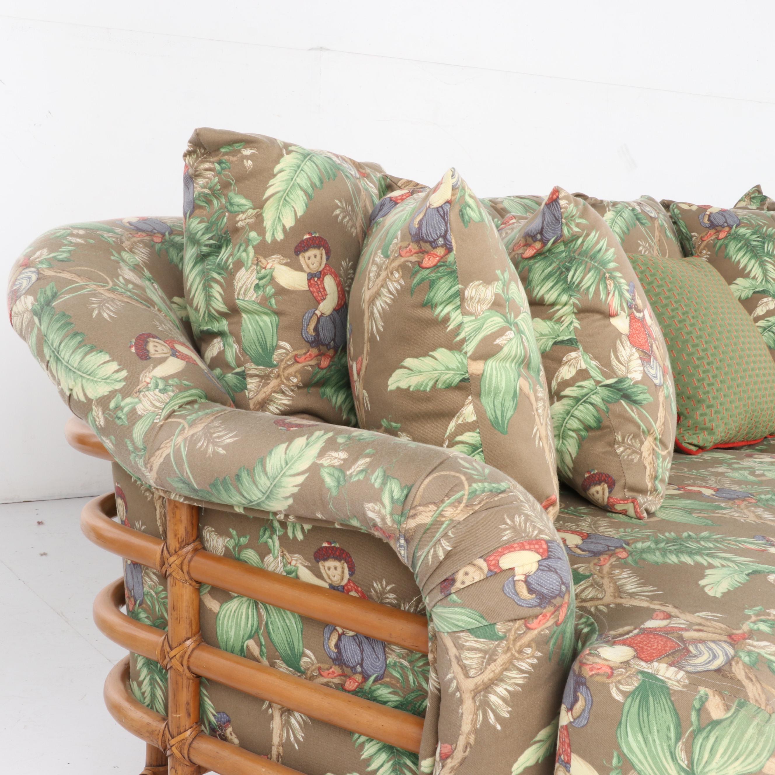 Ficks Reed Rattan Bamboo Sofa, Armchair and Ottoman