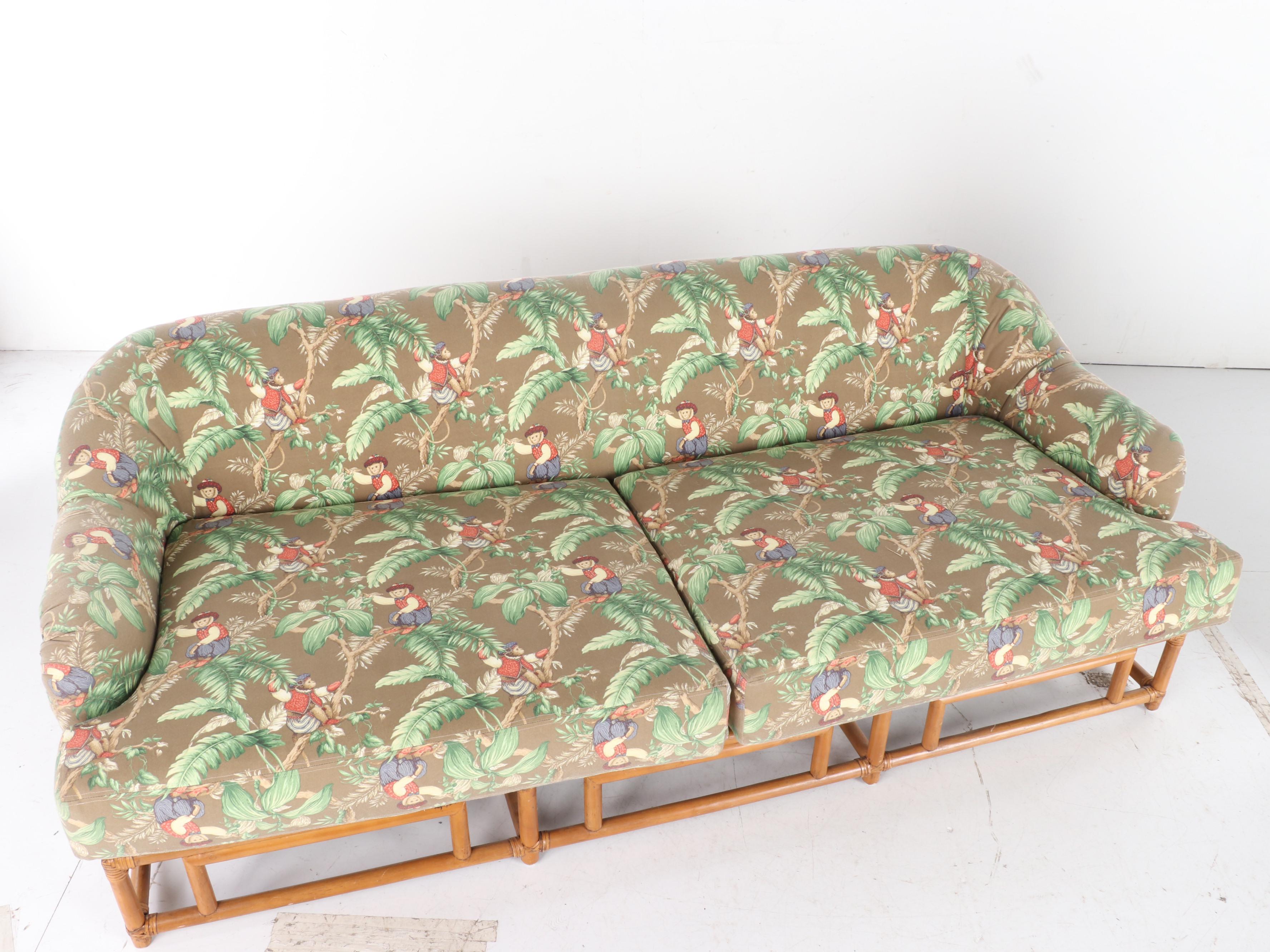 Ficks Reed Rattan Bamboo Sofa, Armchair and Ottoman