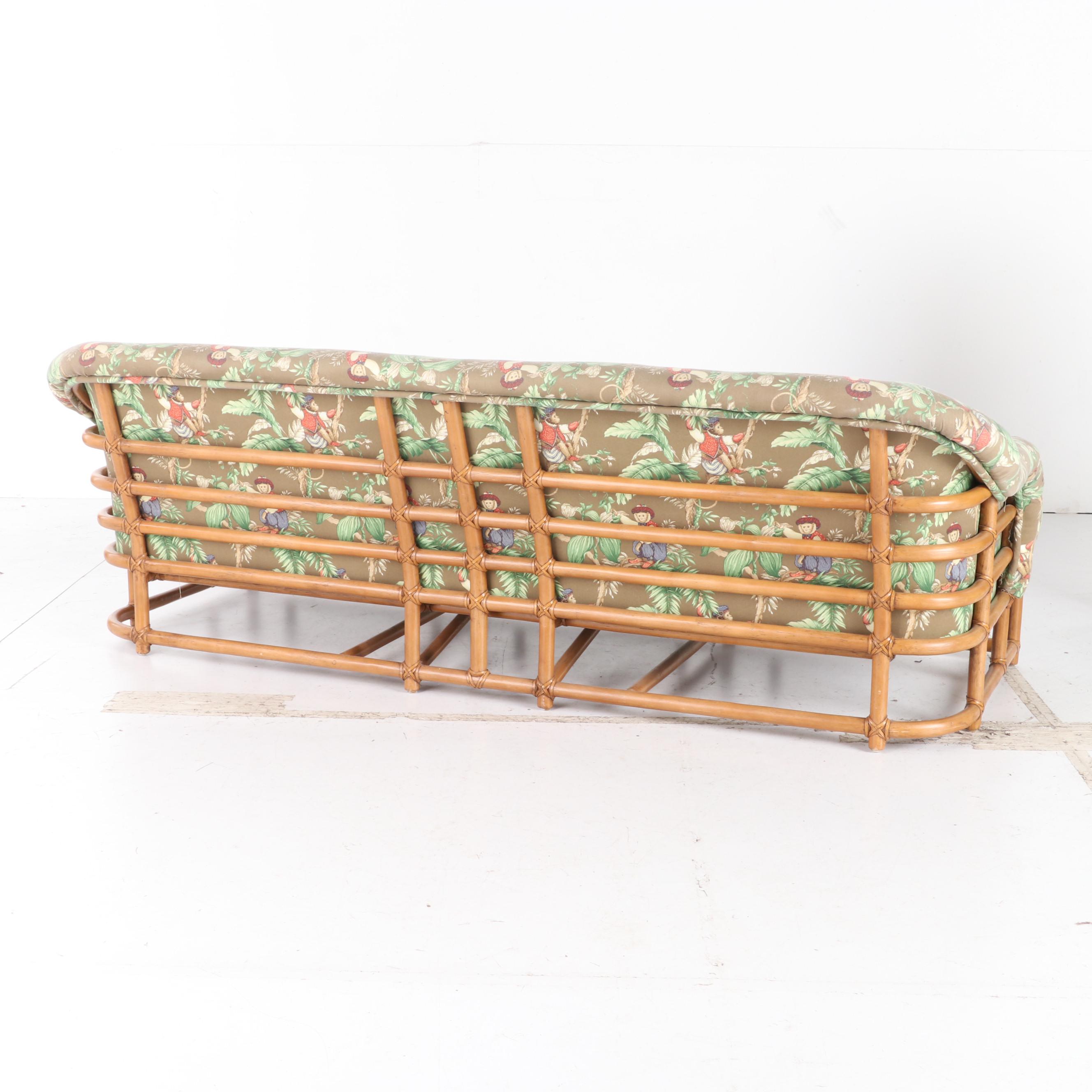 Ficks Reed Rattan Bamboo Sofa, Armchair and Ottoman