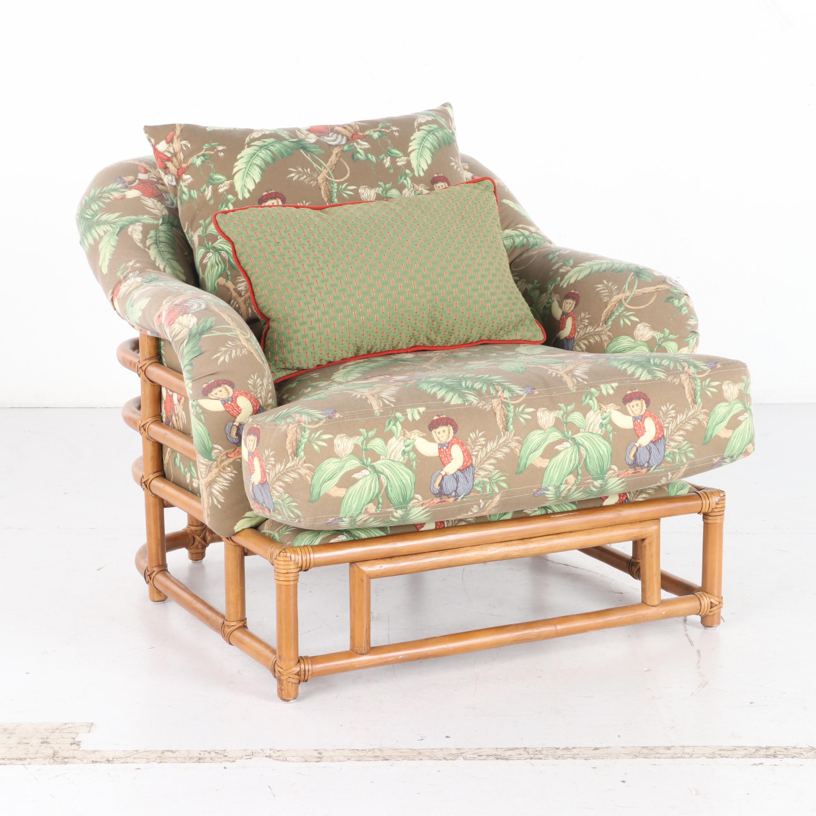 Ficks Reed Rattan Bamboo Sofa, Armchair and Ottoman