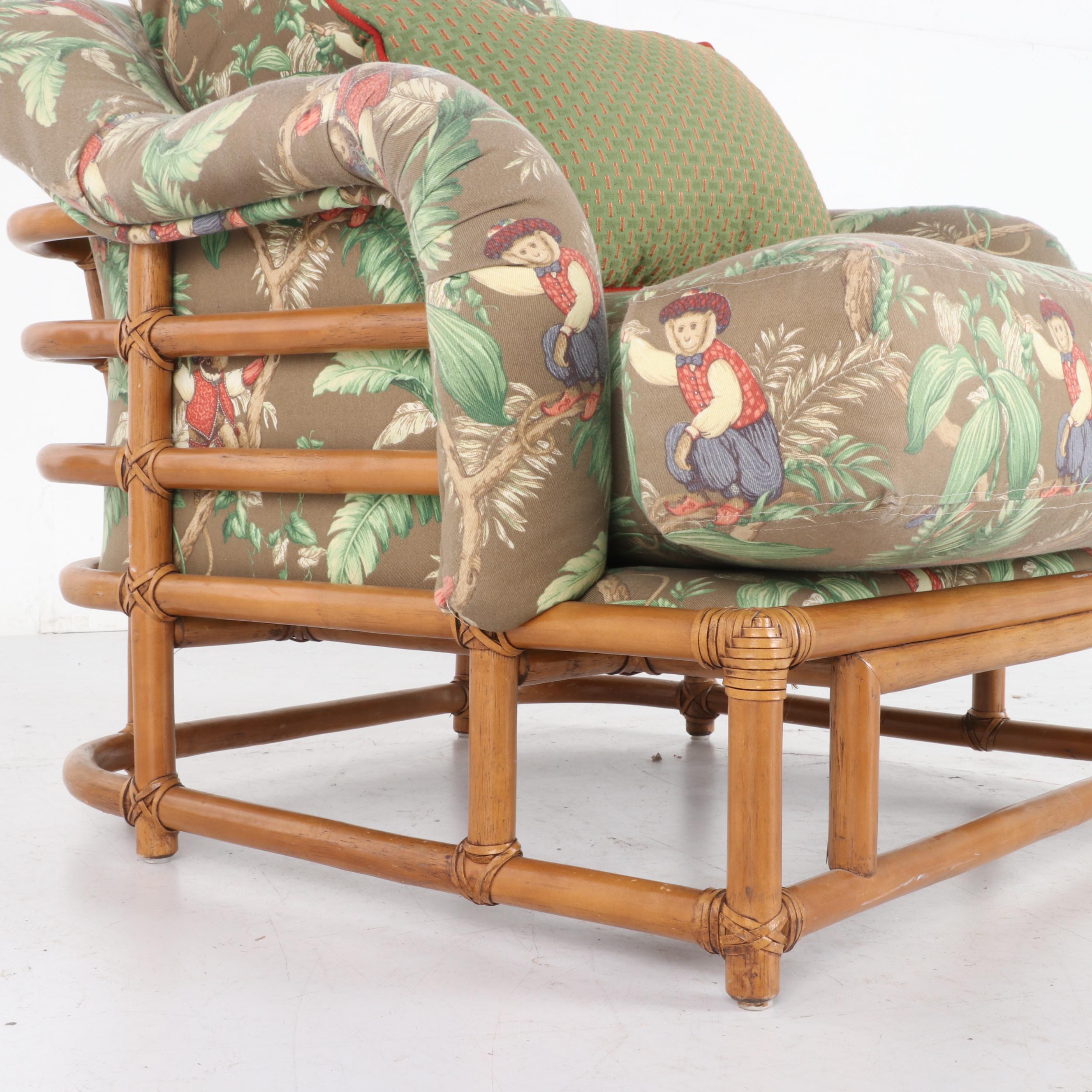 Ficks Reed Rattan Bamboo Sofa, Armchair and Ottoman