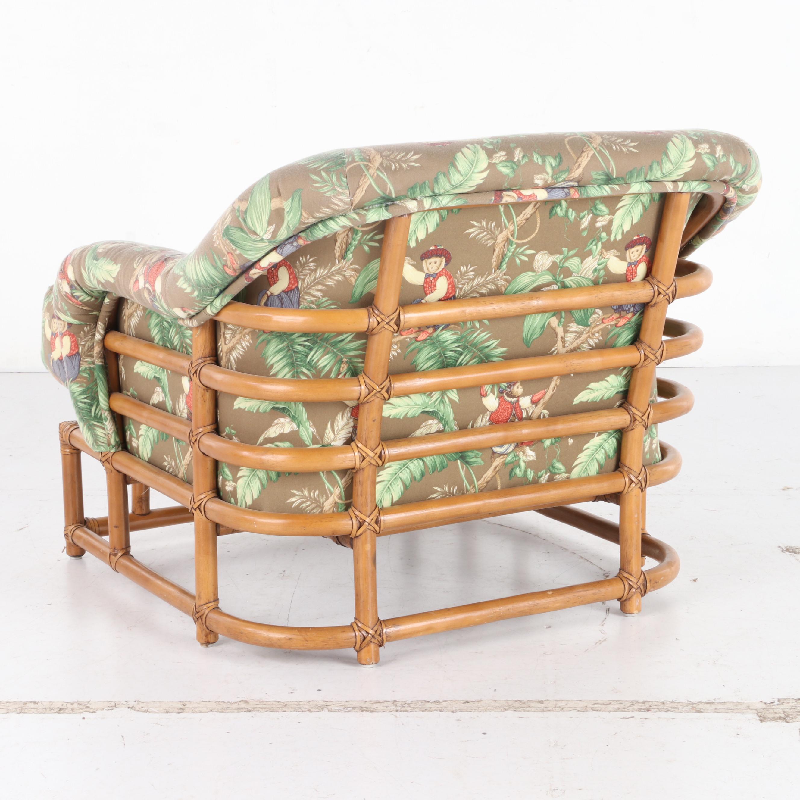 Ficks Reed Rattan Bamboo Sofa, Armchair and Ottoman