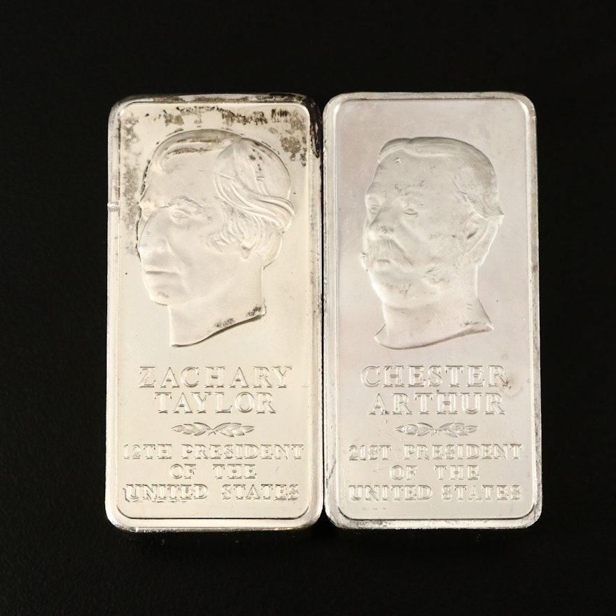 Sterling Silver First Edition Taylor and Arthur Presidential Ingots