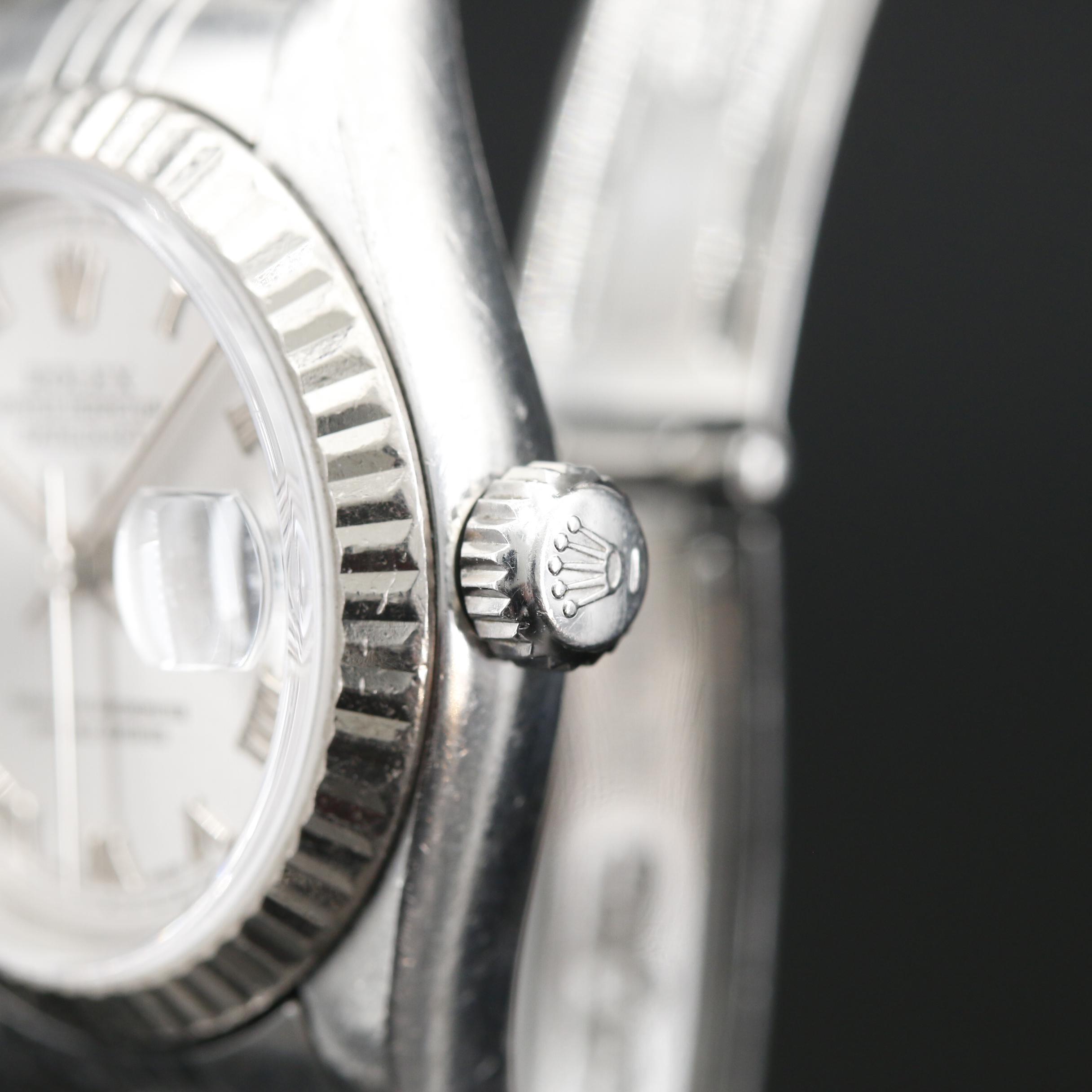 2004 Rolex Datejust Silver Roman Dial Watch with 18K Bezel