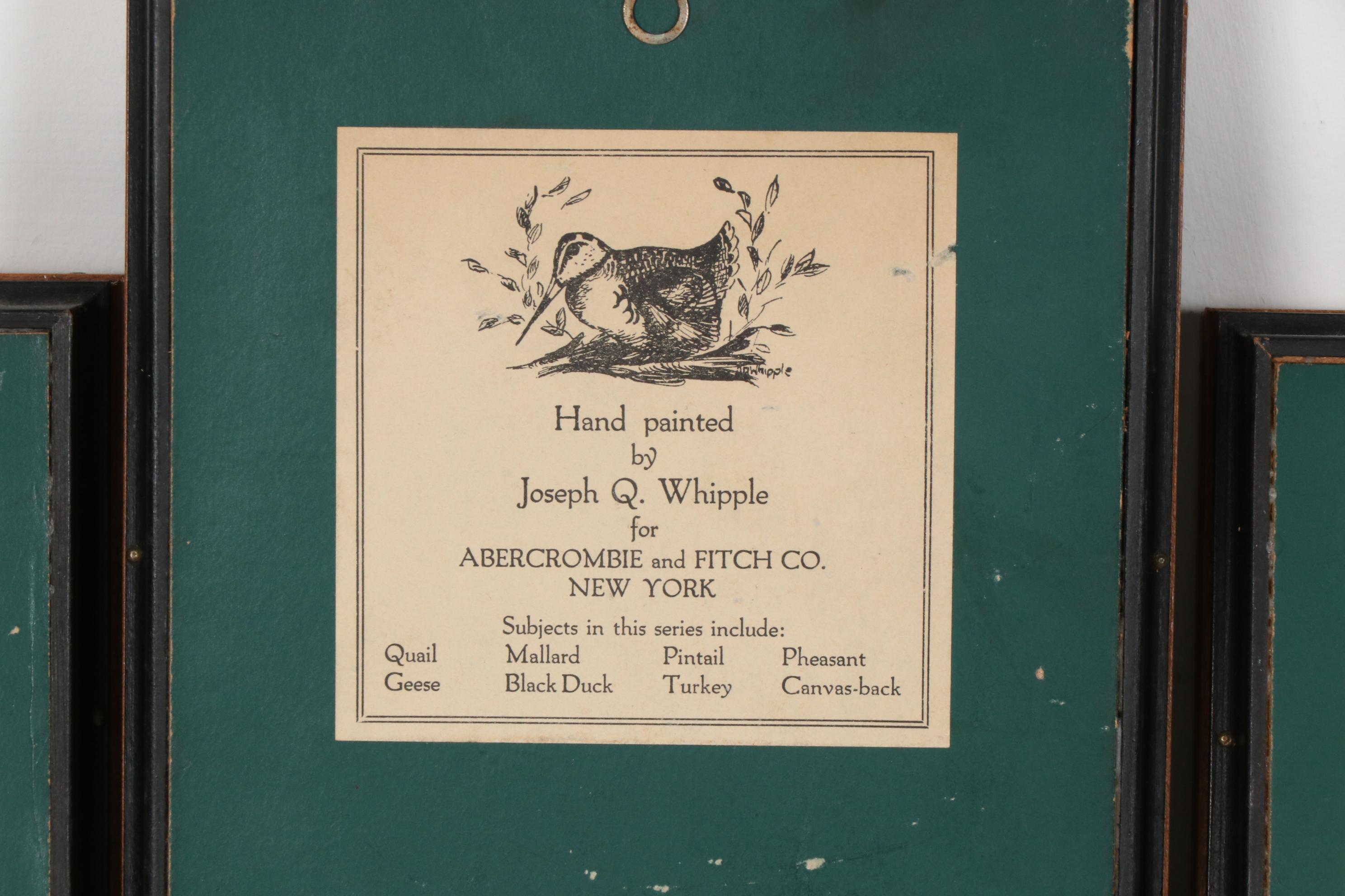 Joseph Q Whipple Set of Hand-Painted Bird Carvings, Circa 1940