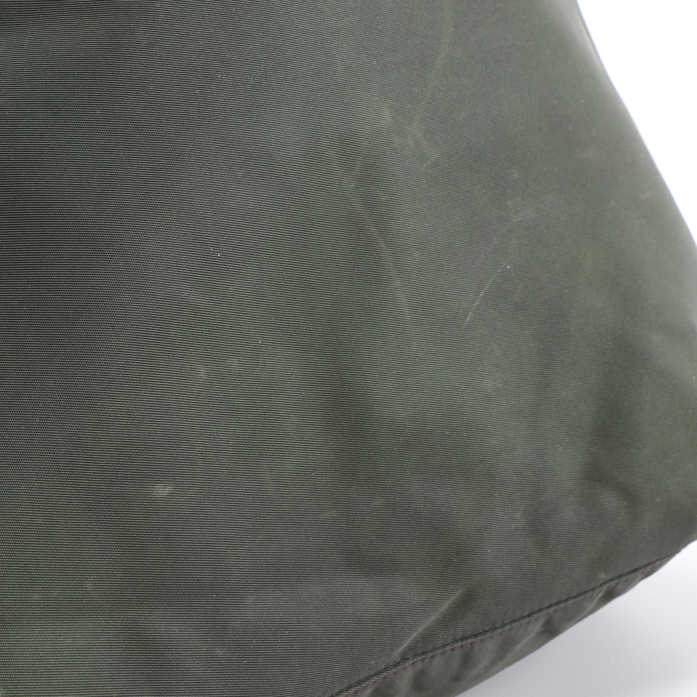 Prada Shoulder Bag in Dark Green Nylon with Brown Trim