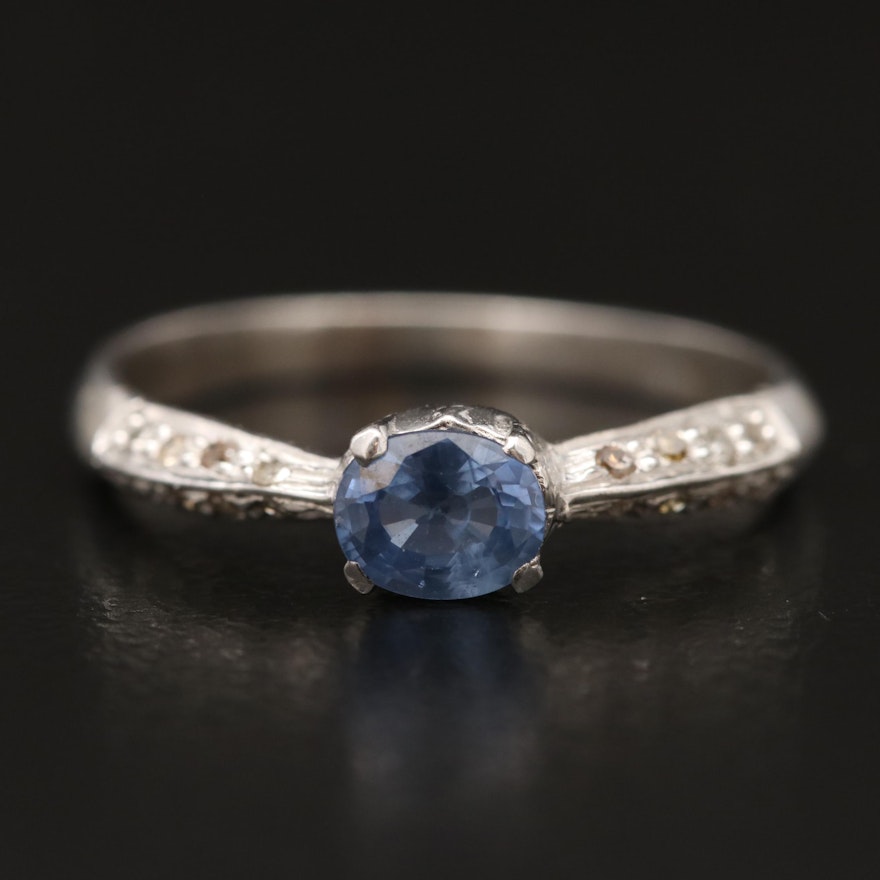 Sterling Silver Sapphire and Diamond Ring