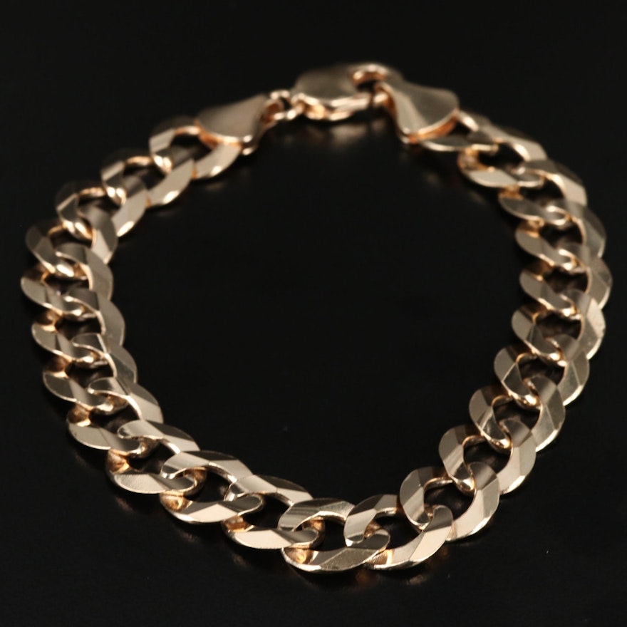 14K Faceted Curb Chain Bracelet