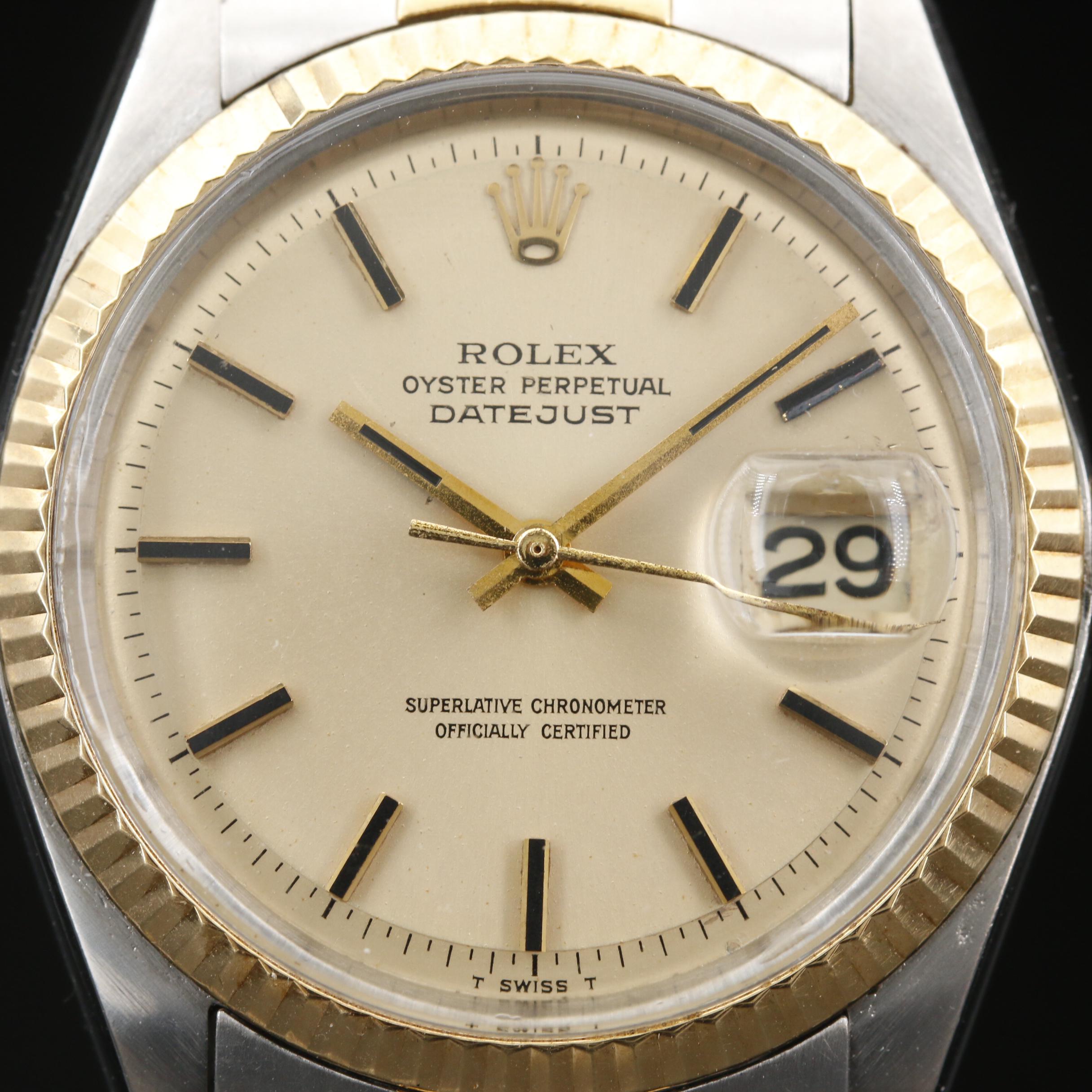 1968 Rolex Datejust Pie Pan Dial 18K and Stainless Steel Automatic Watch