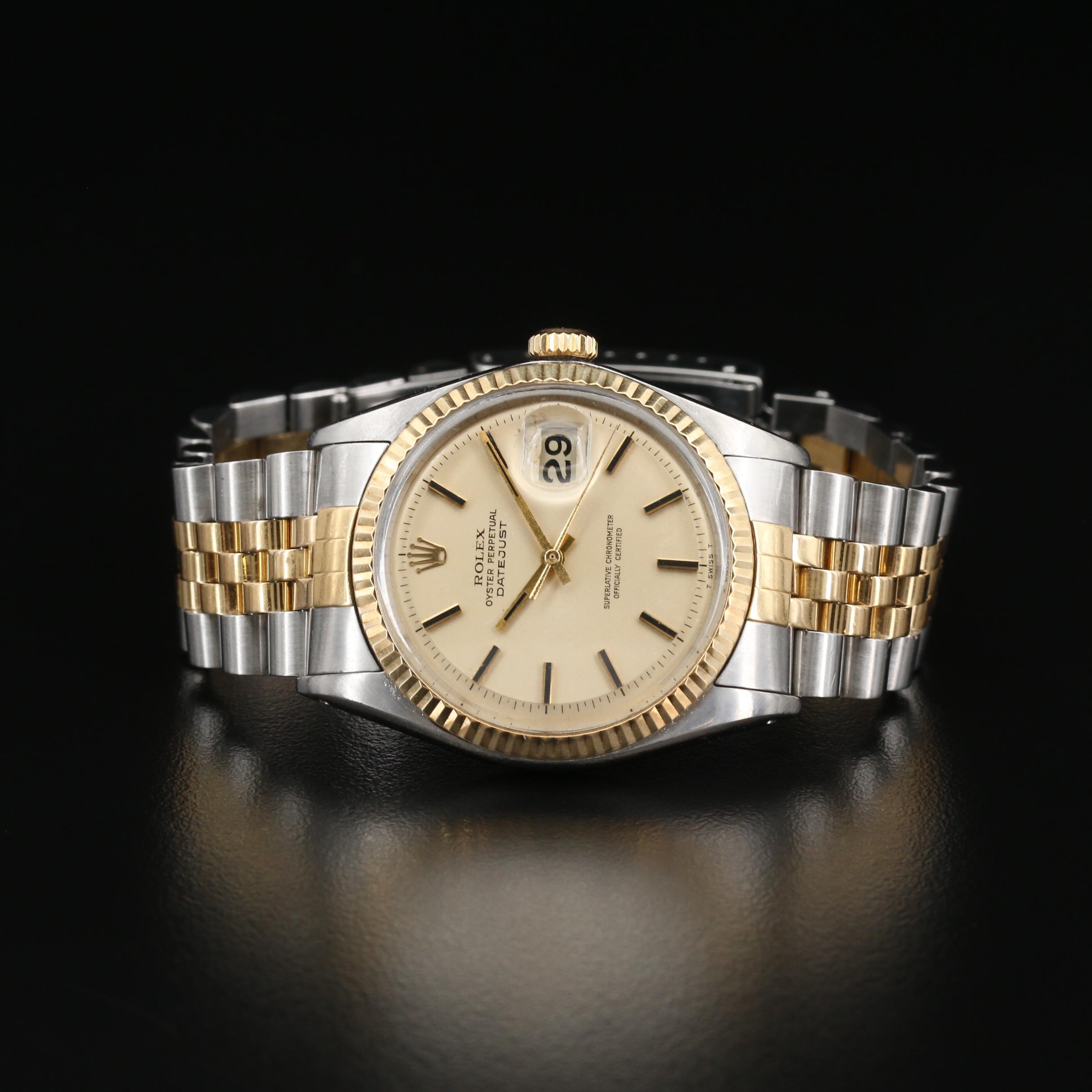 1968 Rolex Datejust Pie Pan Dial 18K and Stainless Steel Automatic Watch